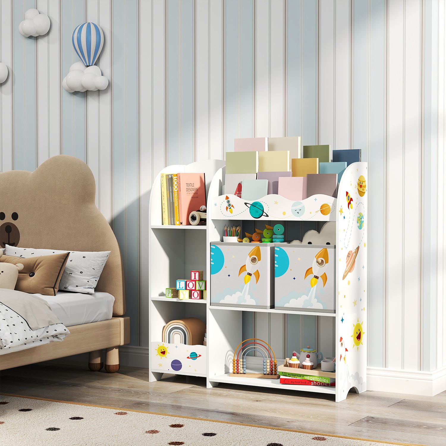 ASXABY Children's Toy Organiser Bookcase - White