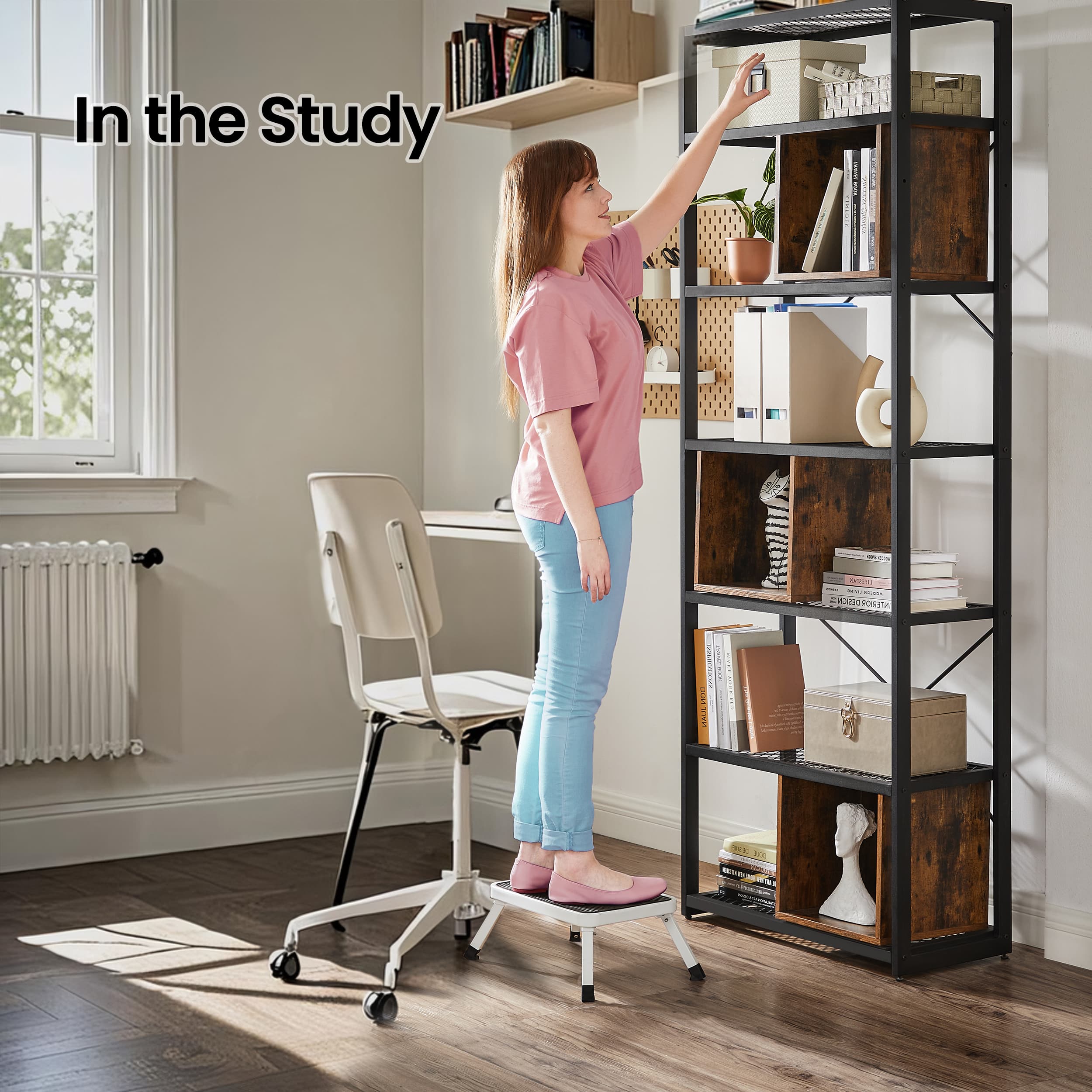Step Stool - FIORIA Folding Non-Slip Surface - White