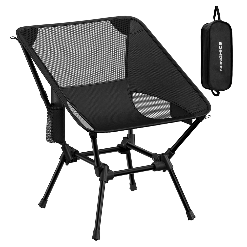 BAMYRY Camping Chair with Storage Pockets - Black