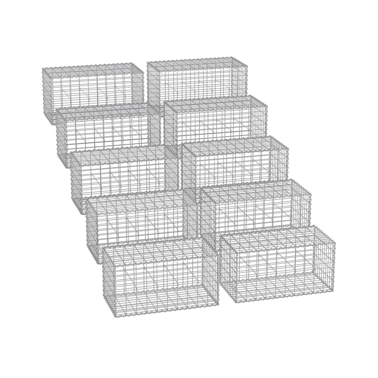 Gabion Cage - NOVRA Metal 100 x 50 x 50 cm Stone Cage - Silver