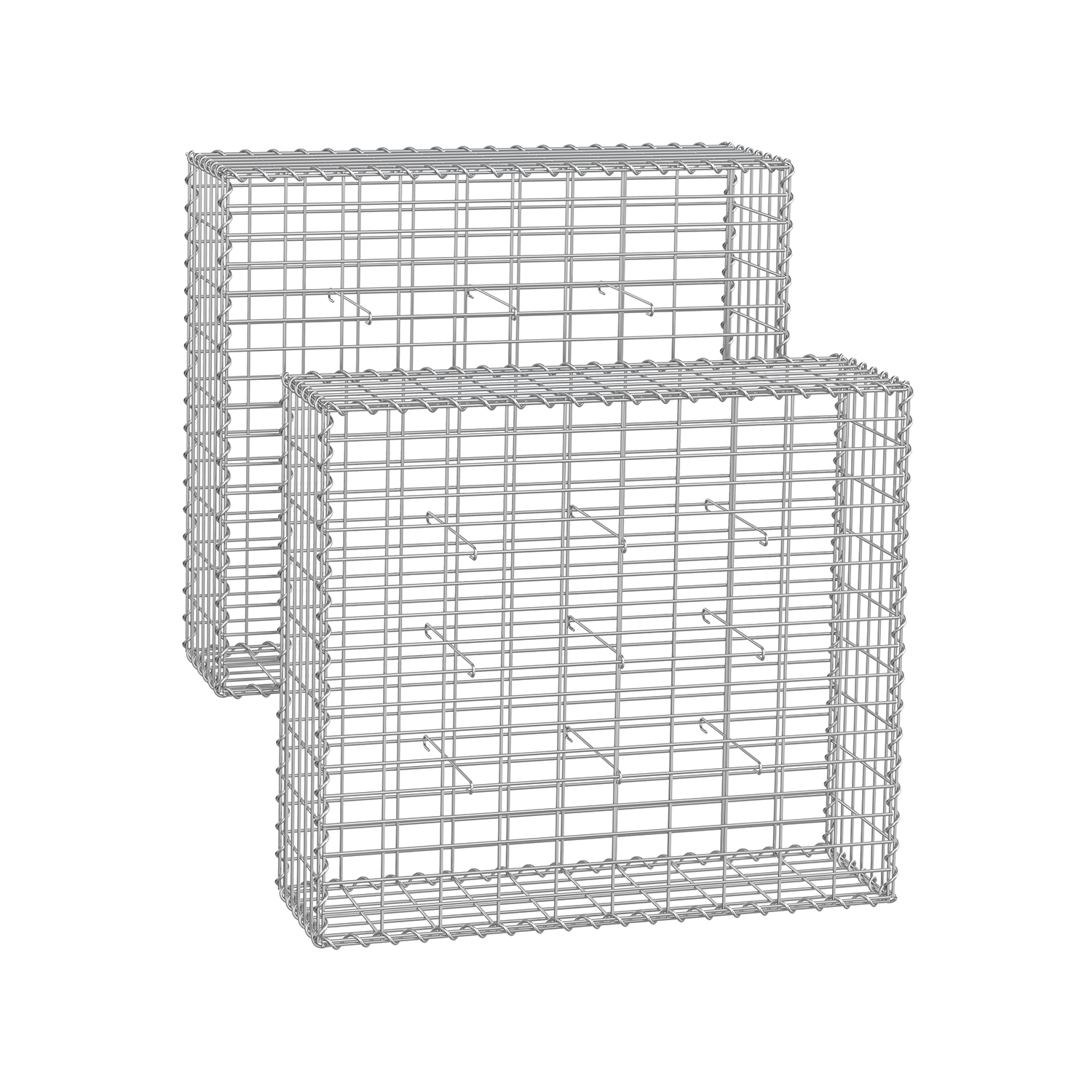 Gabion Cage - MARNIA Metal Stone Cage 100 x 90 x 30 cm - Silver