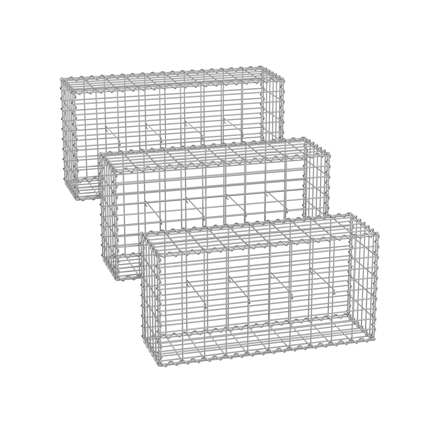 Gabion Cage - SOLZA Metal Stone Cage 100x50x30cm - Silver