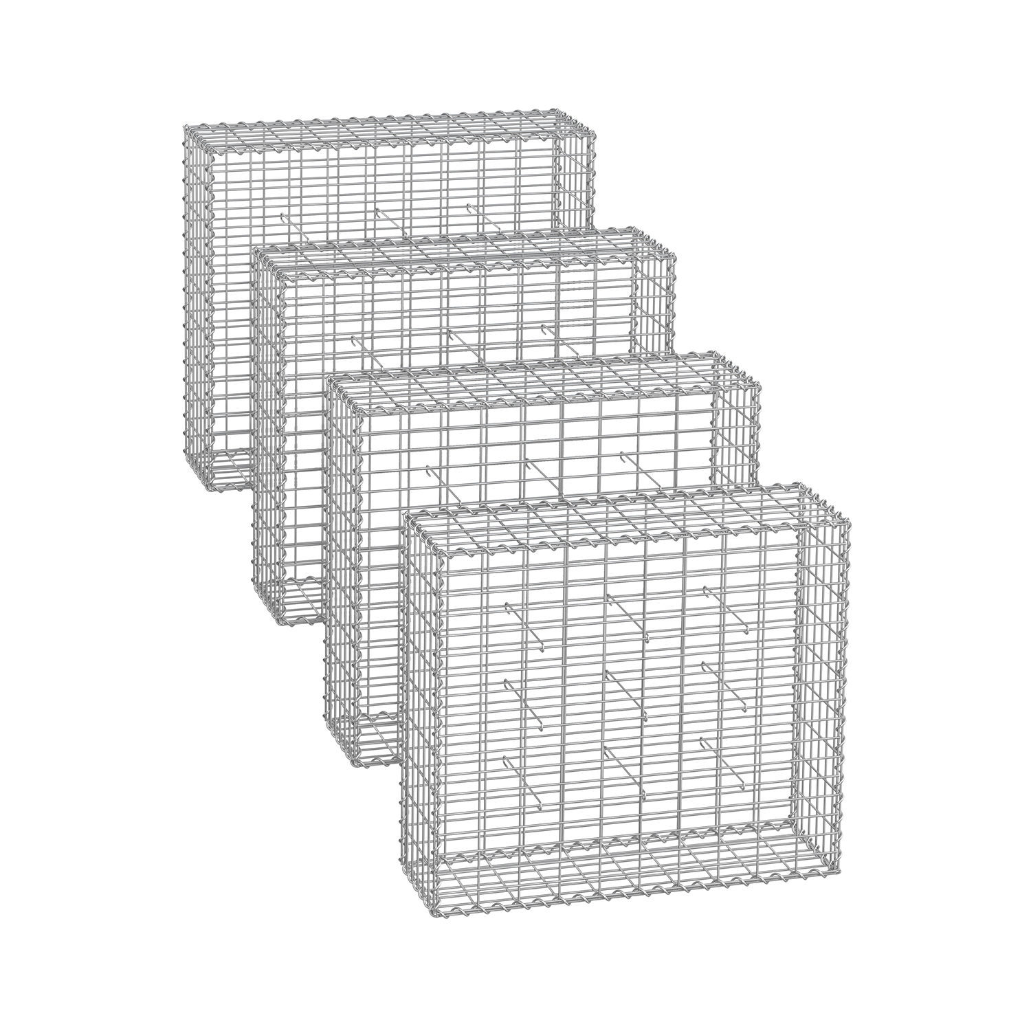Gabion Cage - VELRAH Metal Stone Cage - 100 x 90 x 30 cm - Silver