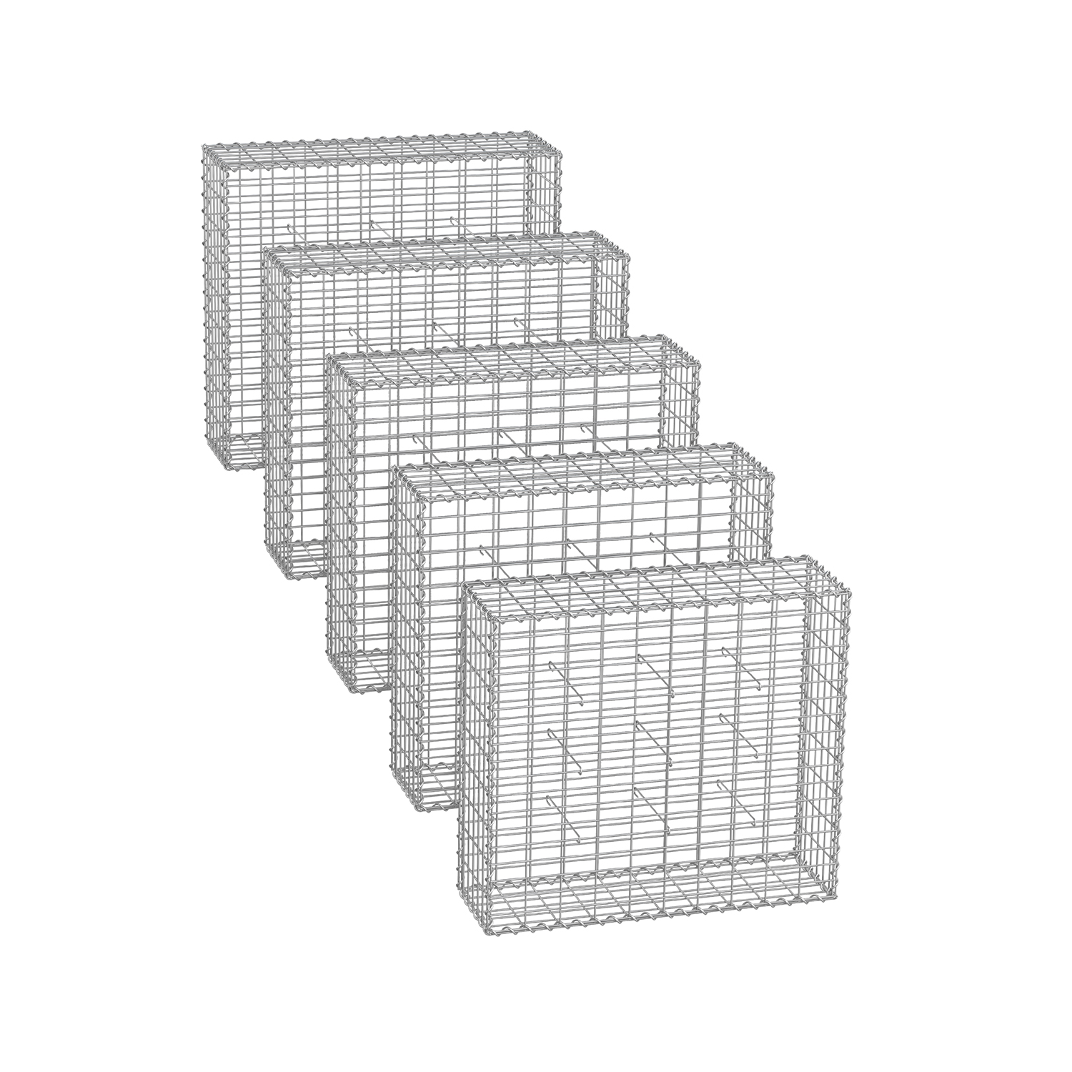 Gabion Cage - ZARNA Metal Stone Cage 100 x 90 x 30 cm - Silver