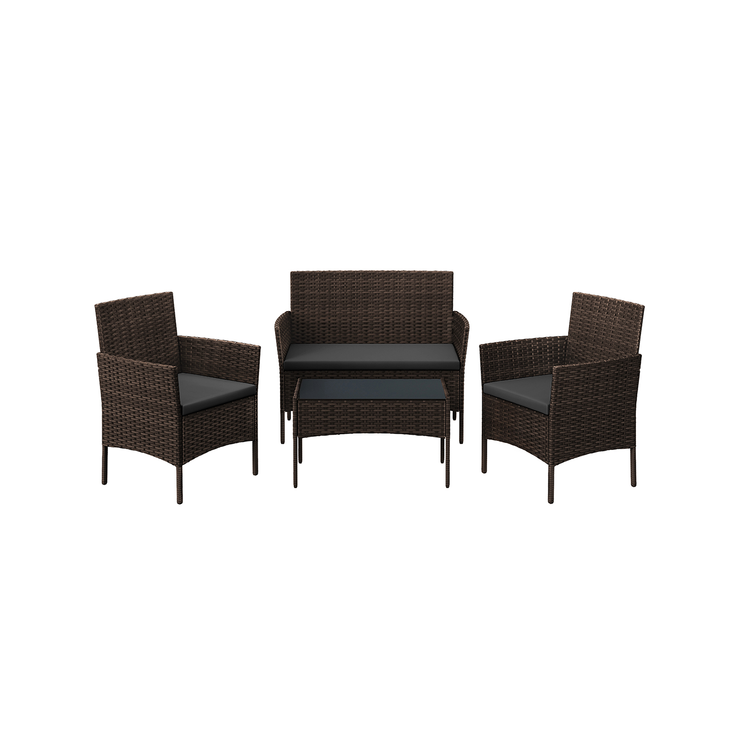 Patio Furniture - SERNZA Polyrattan Outdoor Set of 3 - Black