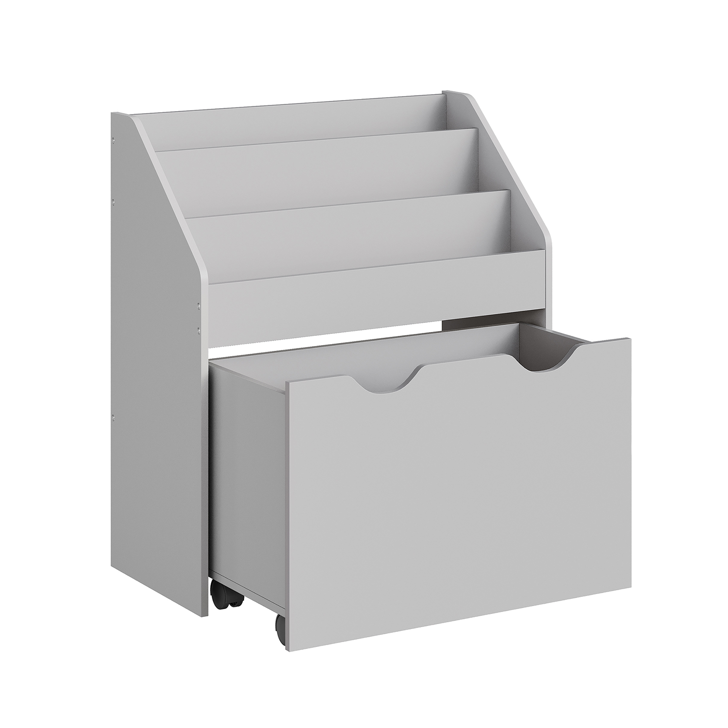 Kids Bookshelf - MODVA Multipurpose Toy Organiser with Shelves - Dove Grey