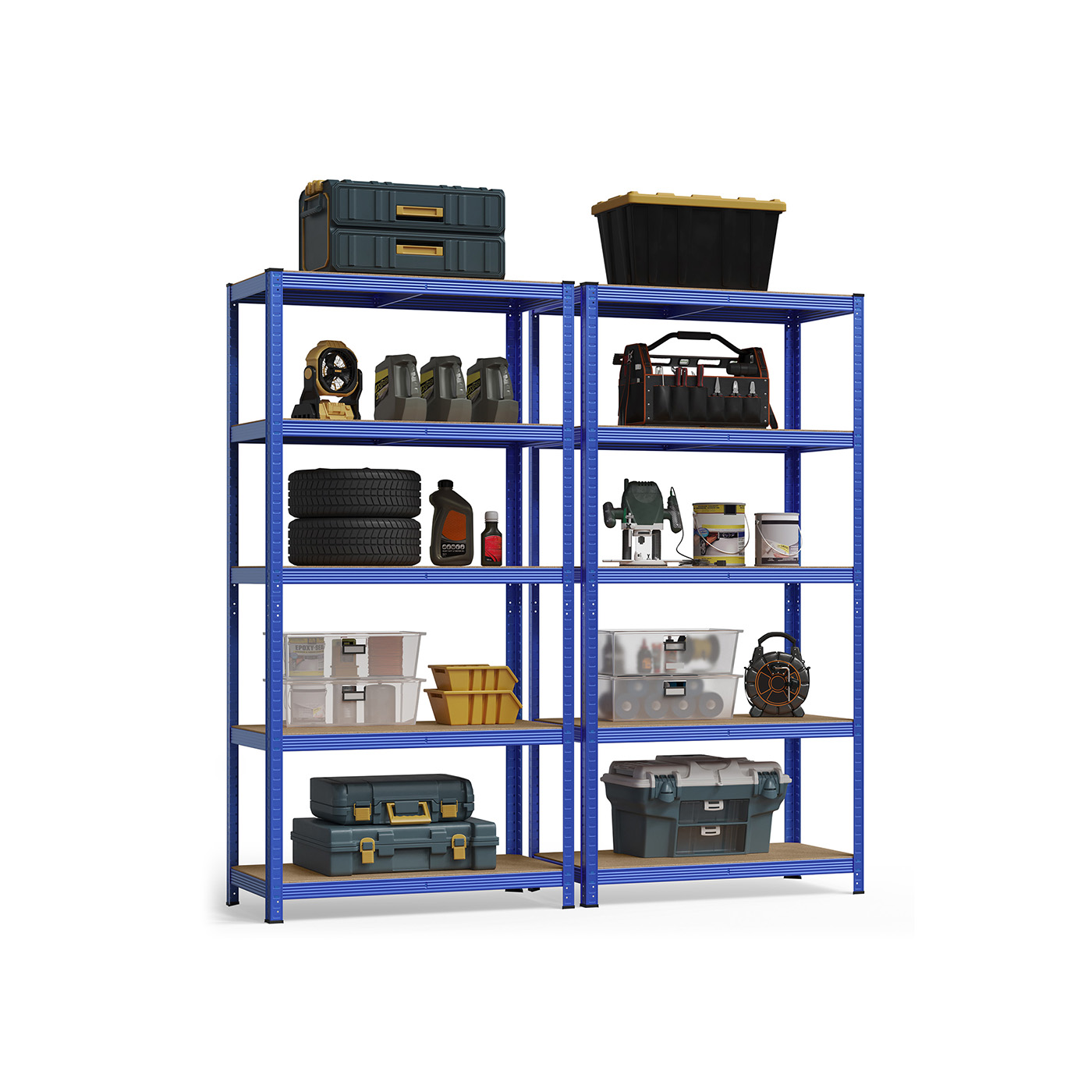 Shelving Unit - TARLIA 5 Tier Steel 600 kg Capacity 50x100x200 cm - Blue