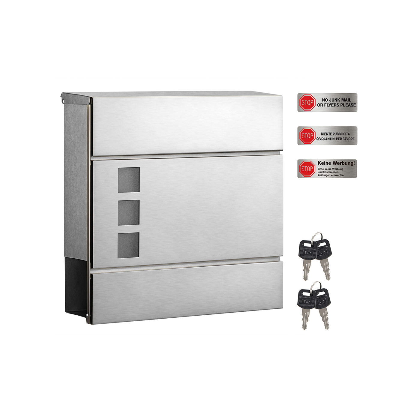 Post Box - NOVRAH Modern Stainless Steel with Newspaper Holder - Grey