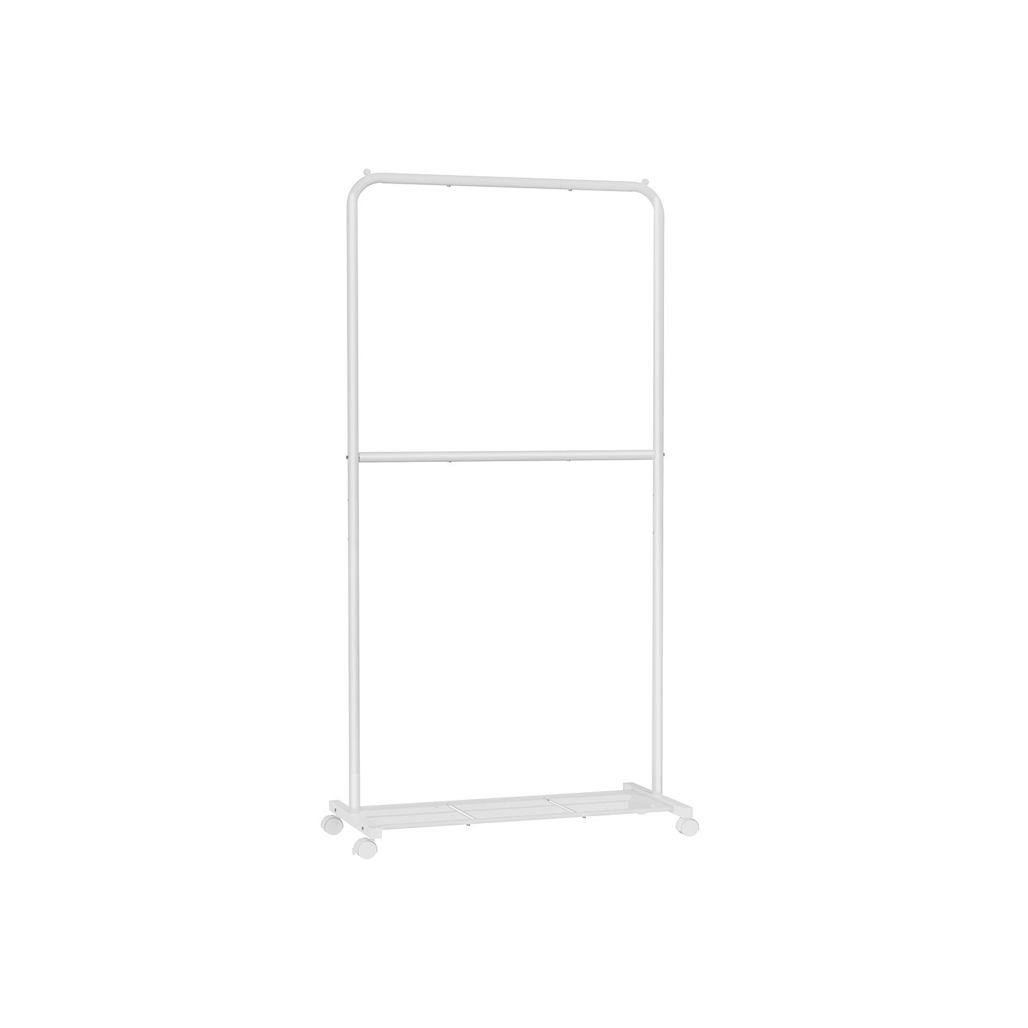 Double-Rod Clothes Rail on Wheels White