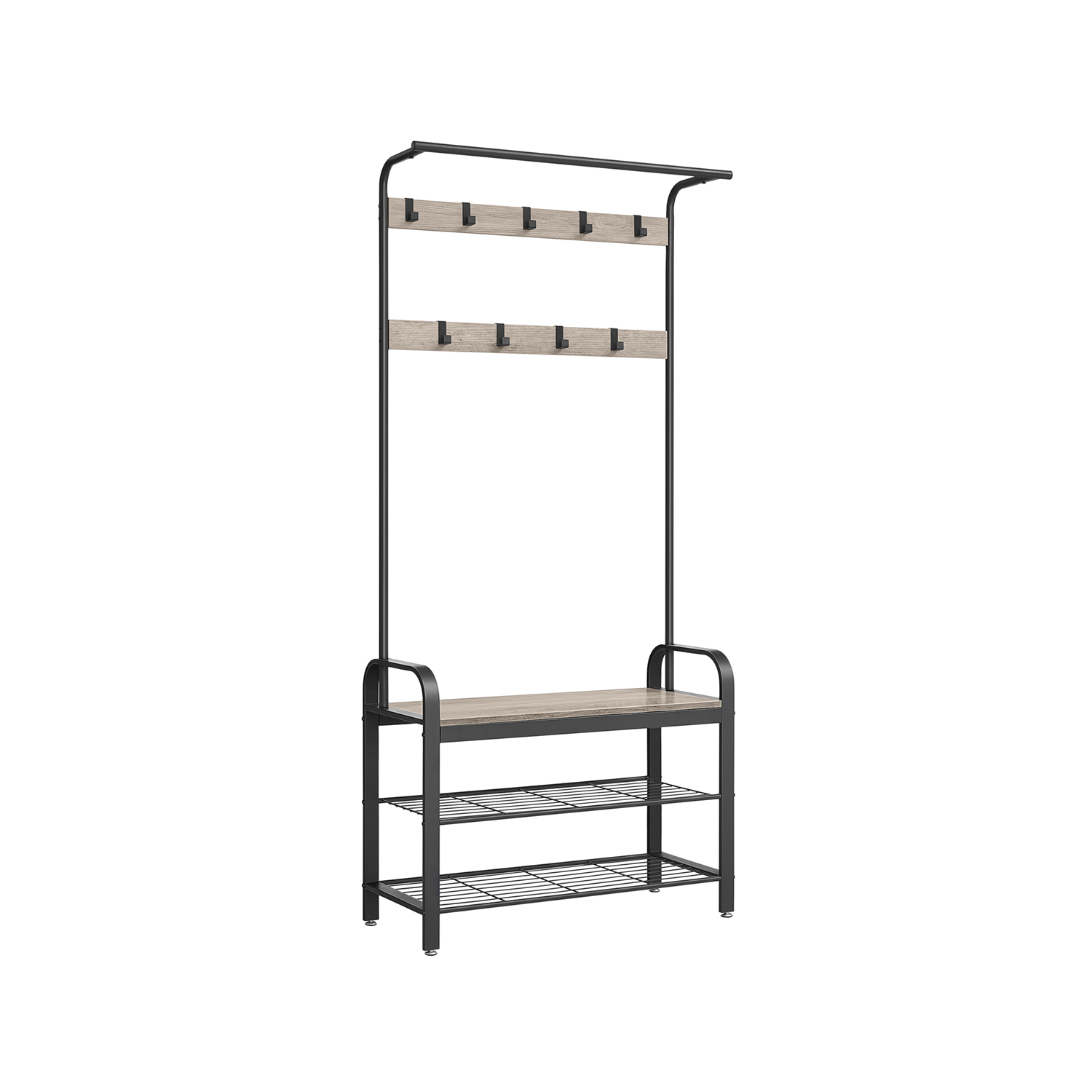 Coat Rack - VELRO Stand Shoe Storage Bench 4-in-1 Design - Black