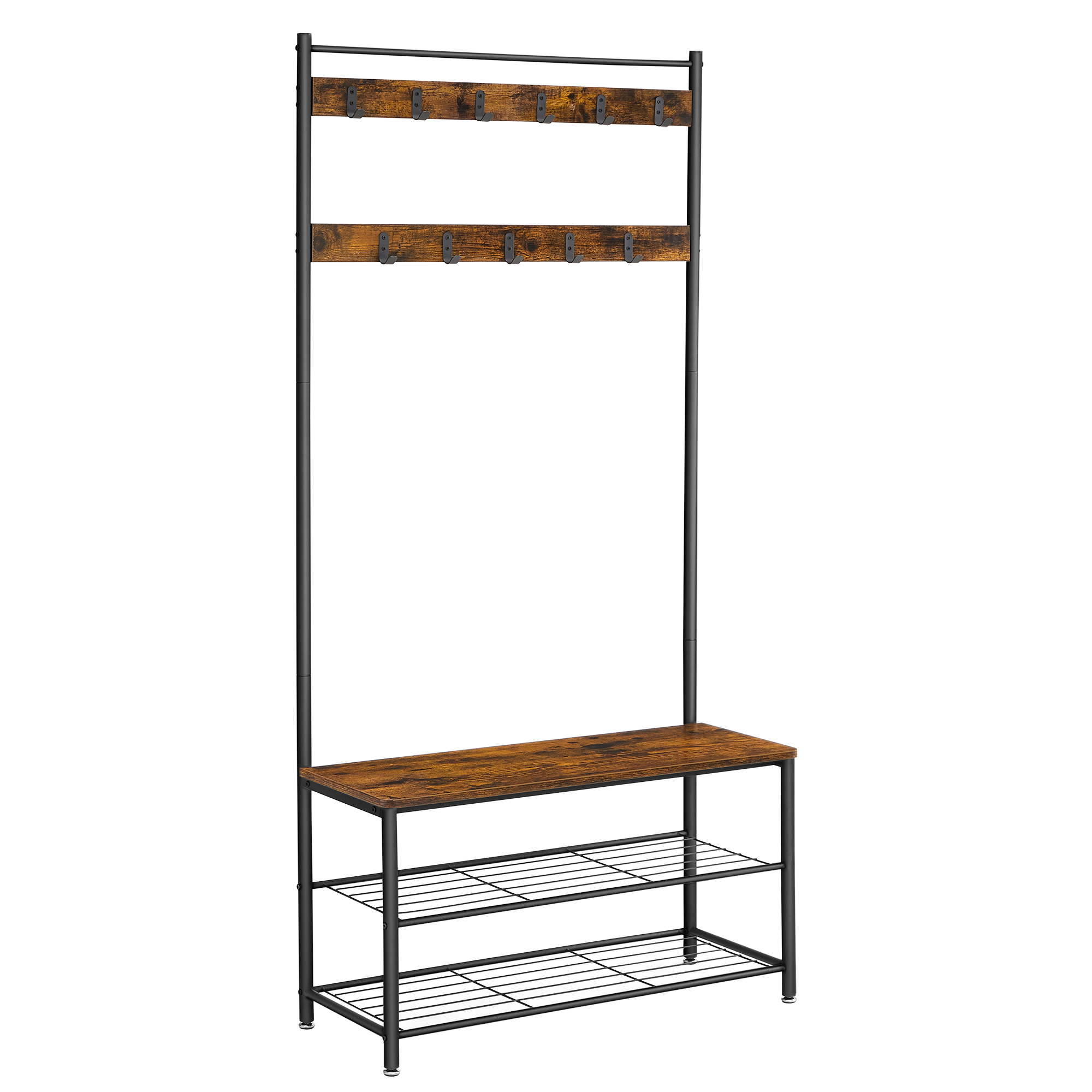 Coat Rack, Coat Stand with Shoe Storage Bench