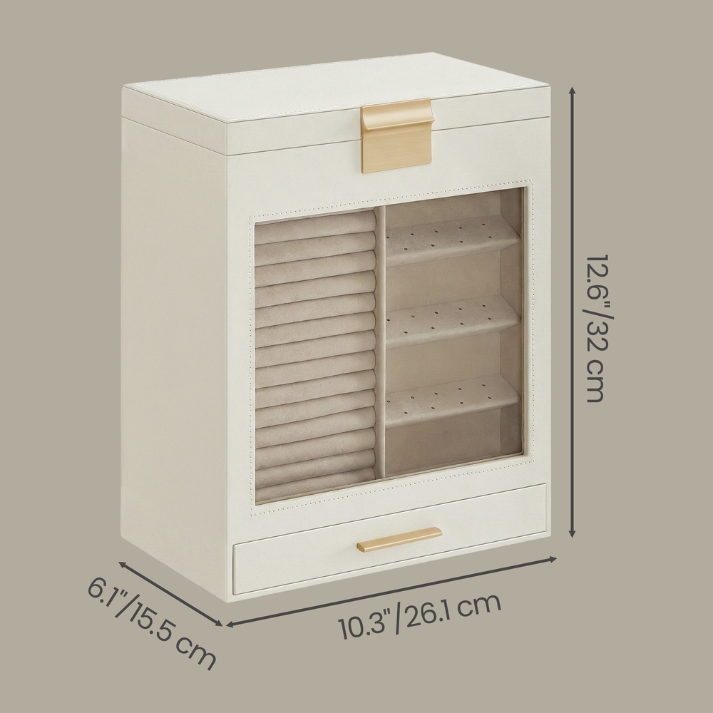 BETYTA 5 Layer Jewellery Box with Glass Lid - White