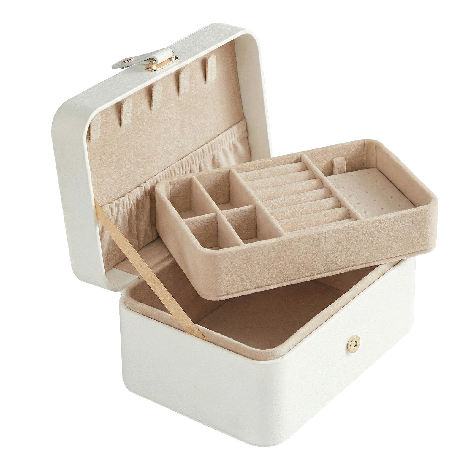 BRONTE Portable Travel Jewellery Box - White