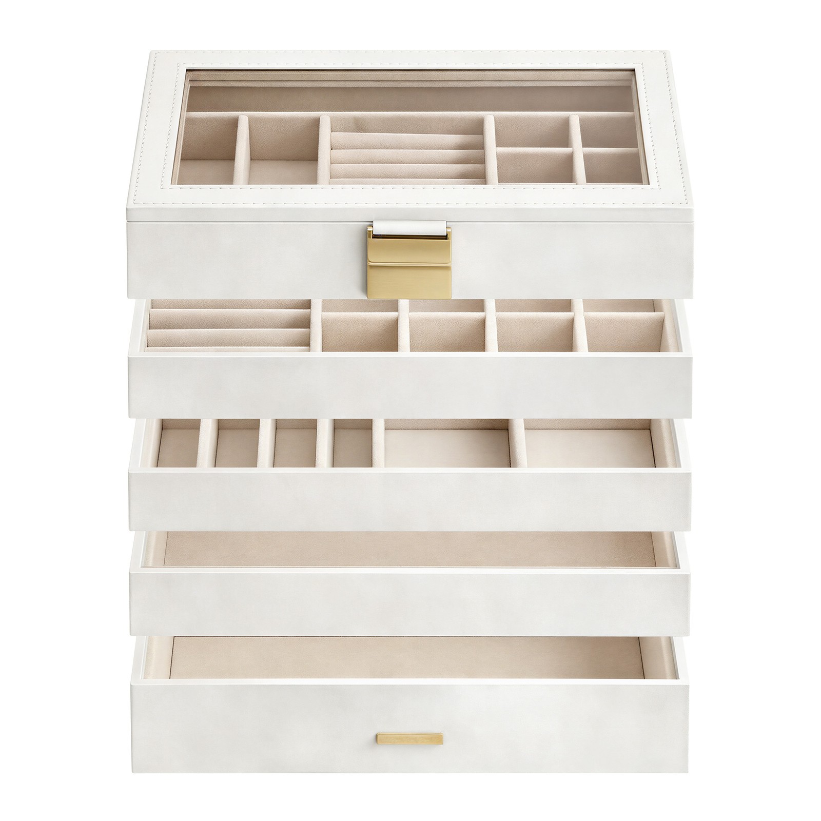 BISENA 5 Tier Jewellery Organiser Box - White