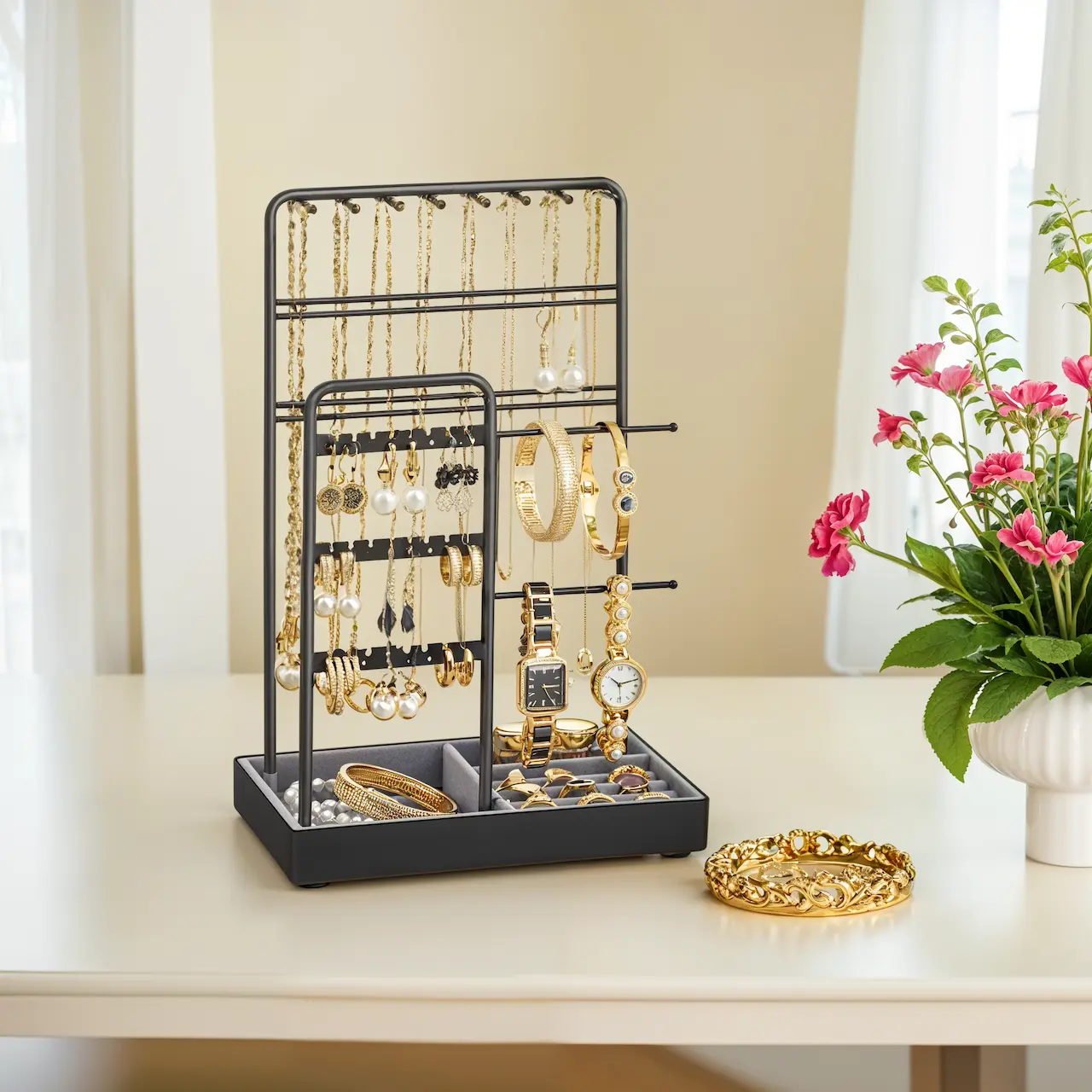 Jewellery Stand - VERRIA Display Holder Metal Frame - Black