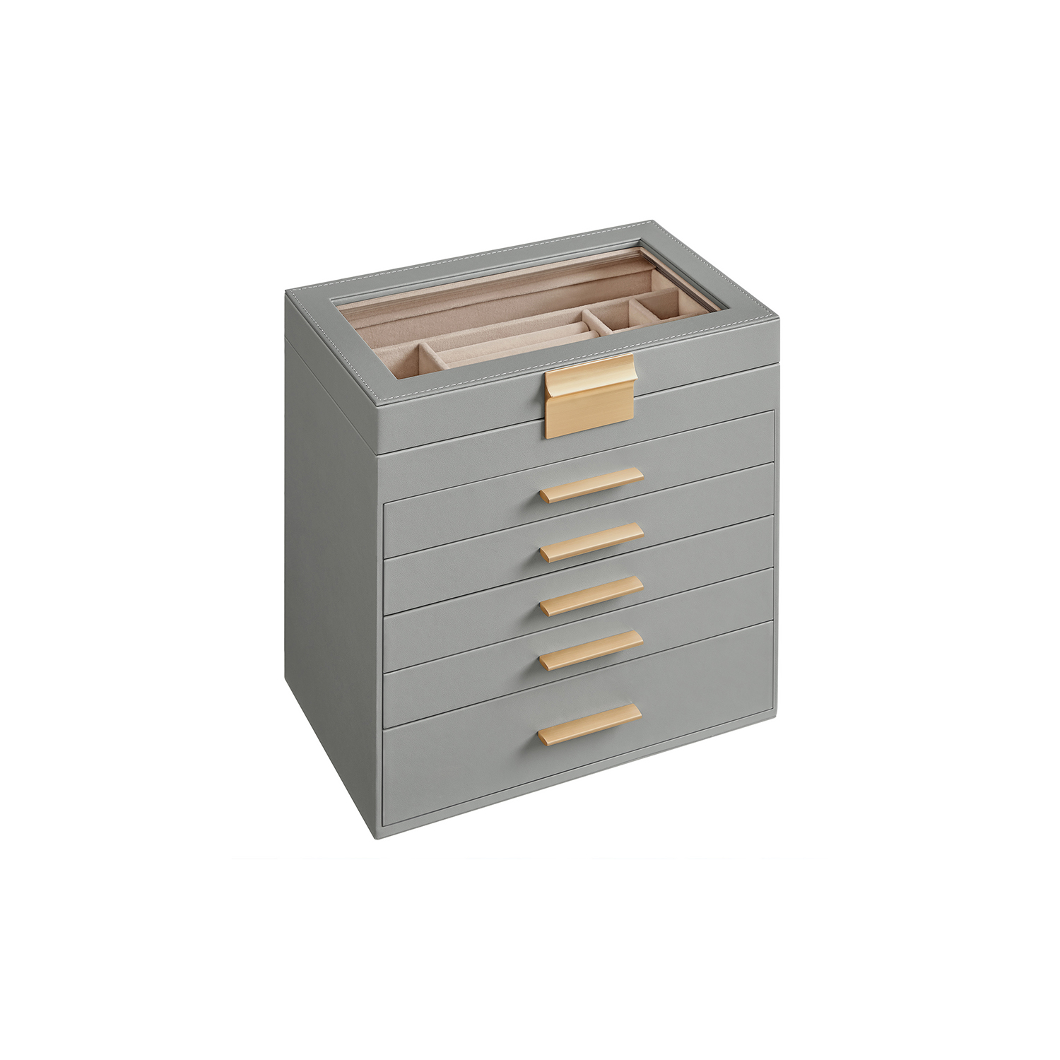 Jewellery Box - ARCVA 6 Tier Organizer with Lid - Dove Grey