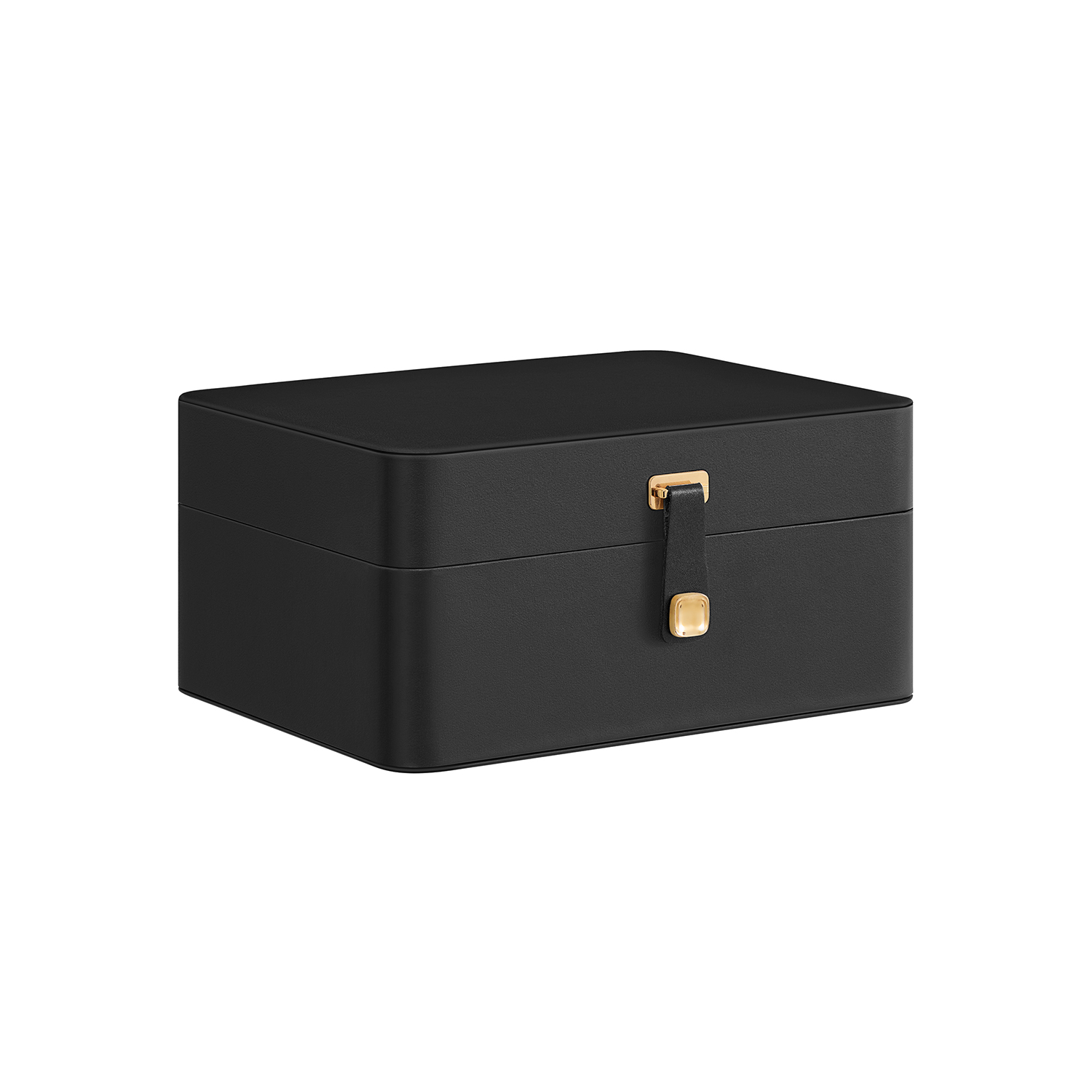 Jewellery Box - SOLNZA 2-Layer Organizer with Mirror and Tray - Black