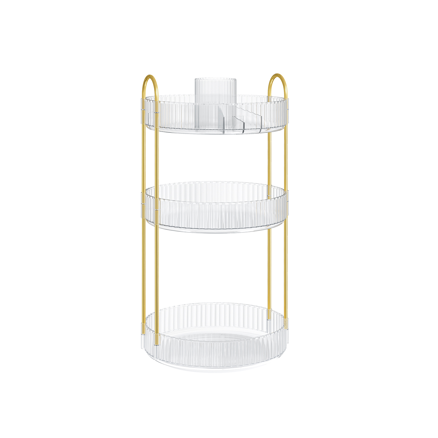 Makeup Organizer - LUMDA 3 Tier Rotating Organizer - Transparent Gold