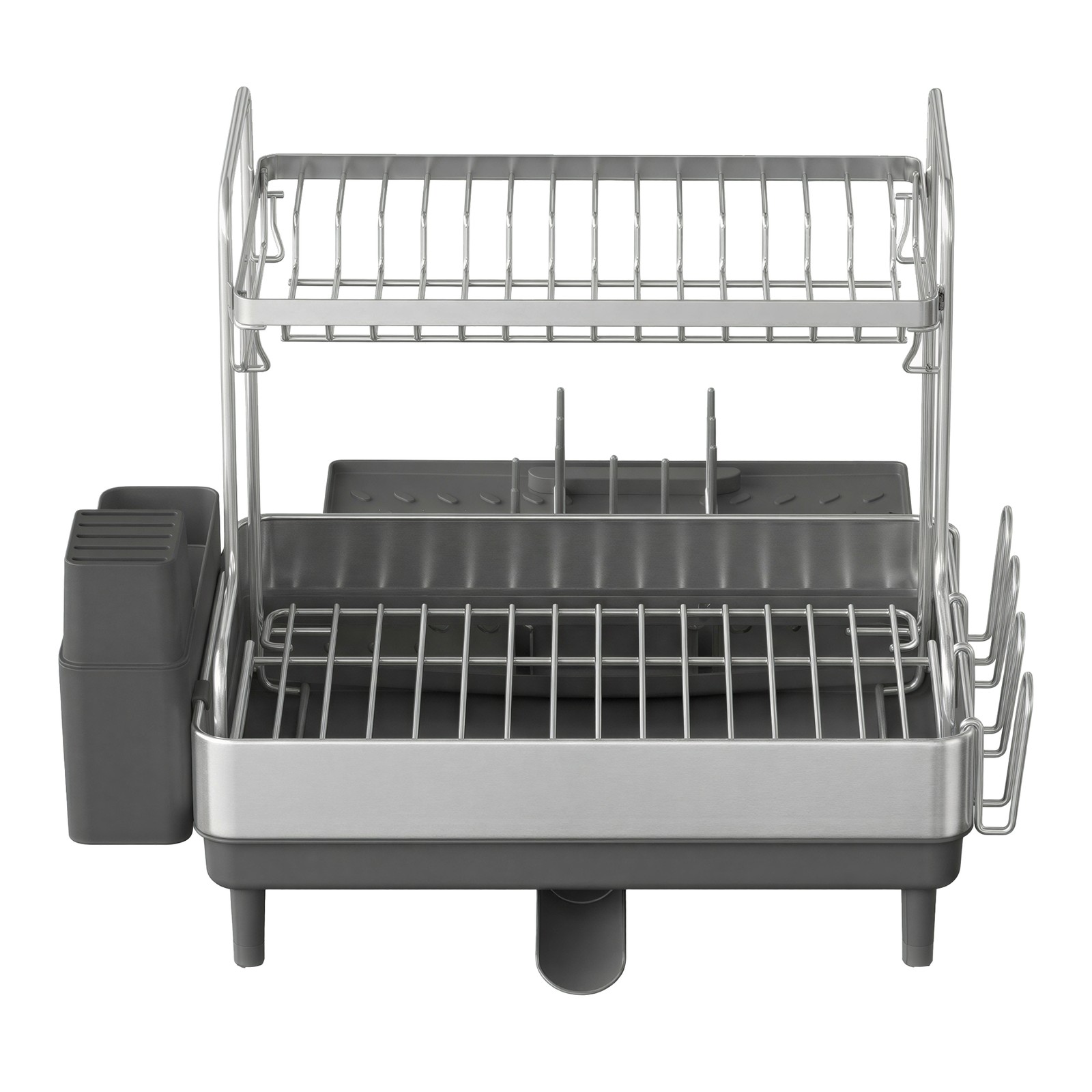 BRPYXI Expandable Stainless Steel Dish Drying Rack - Silver and Grey
