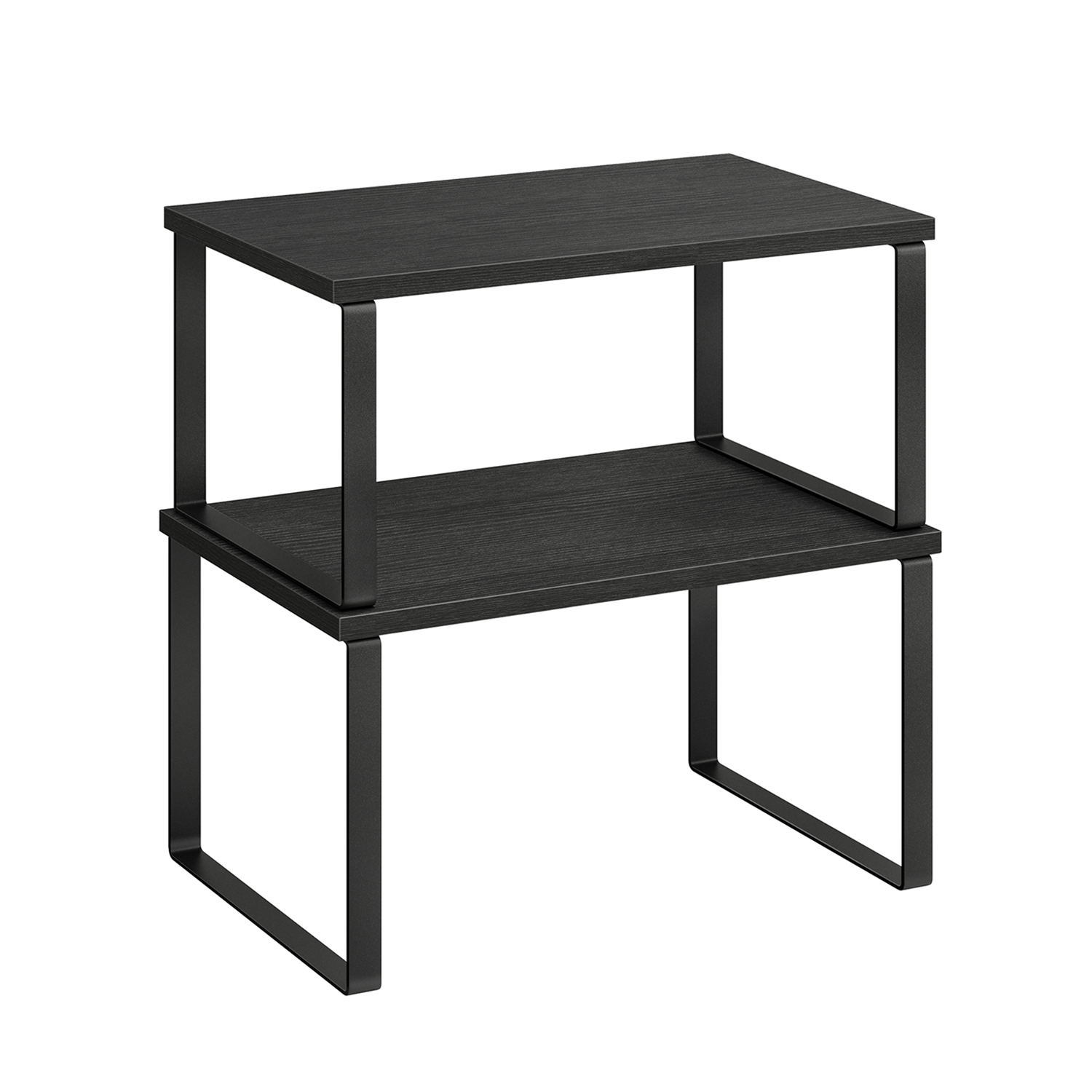 Cupboard Shelf Organizer - LUSLIA Set of 2 Shelf Organizer Ebony Black