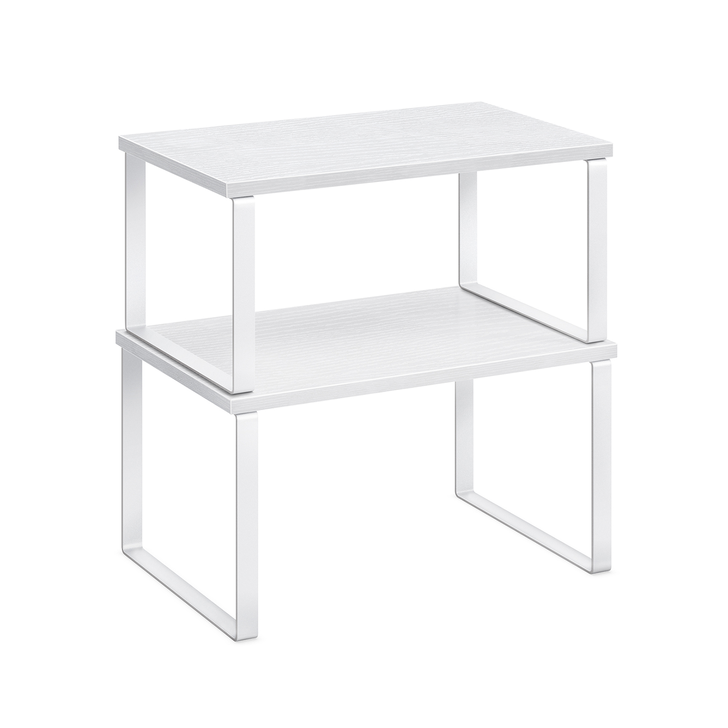 Cupboard Shelf Organizer - LUSLIA Set of 2 Snow White