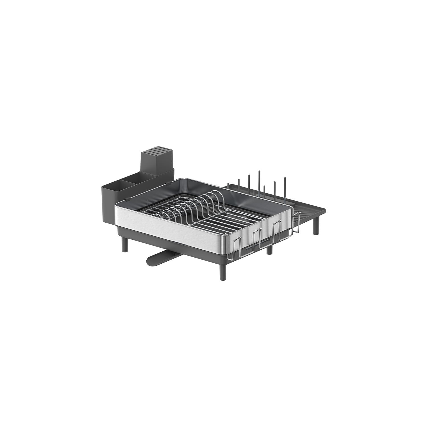 Dish Drainer Rack - LUSLIA Stainless Steel Slate Grey Dish Rack - Silver