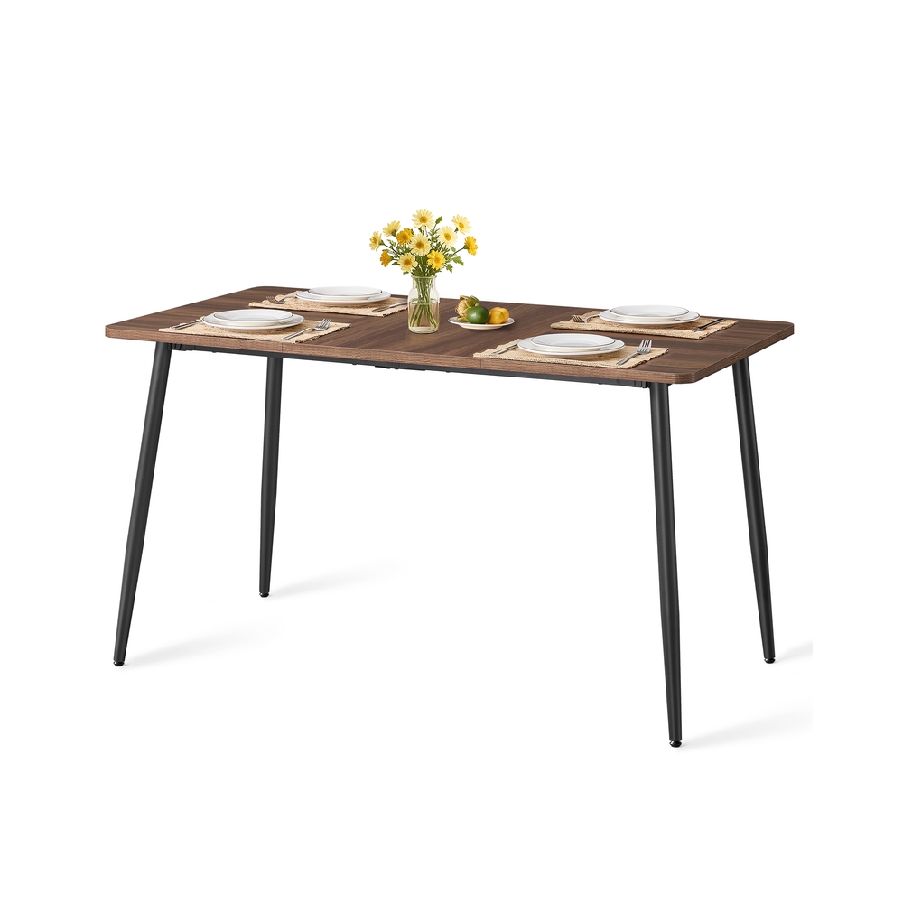 CERIBU Dining Table for 4-6 People - Natural Walnut and Ink Black