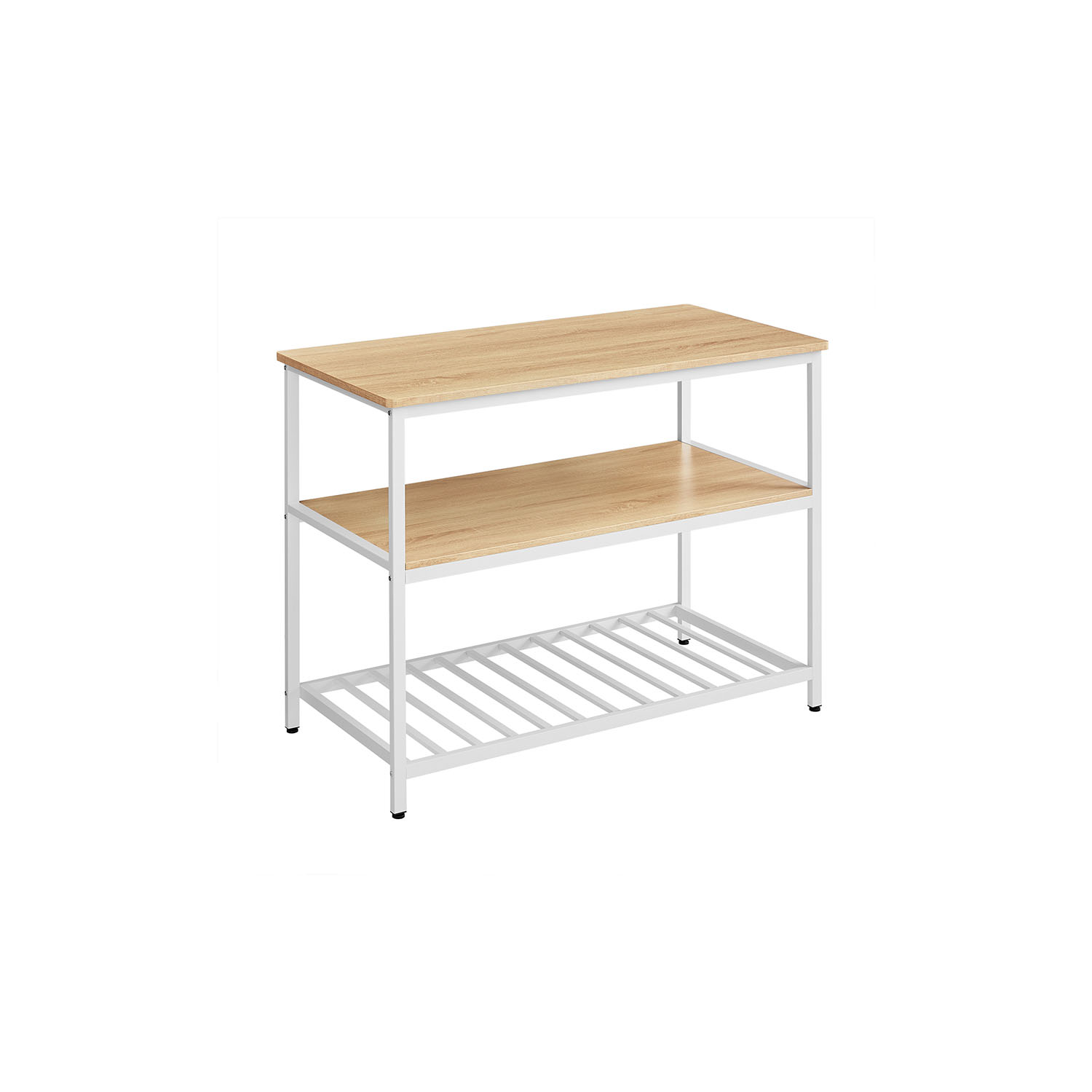 Kitchen Island - MONLIA Baker Rack Large Worktop Oak and White - White