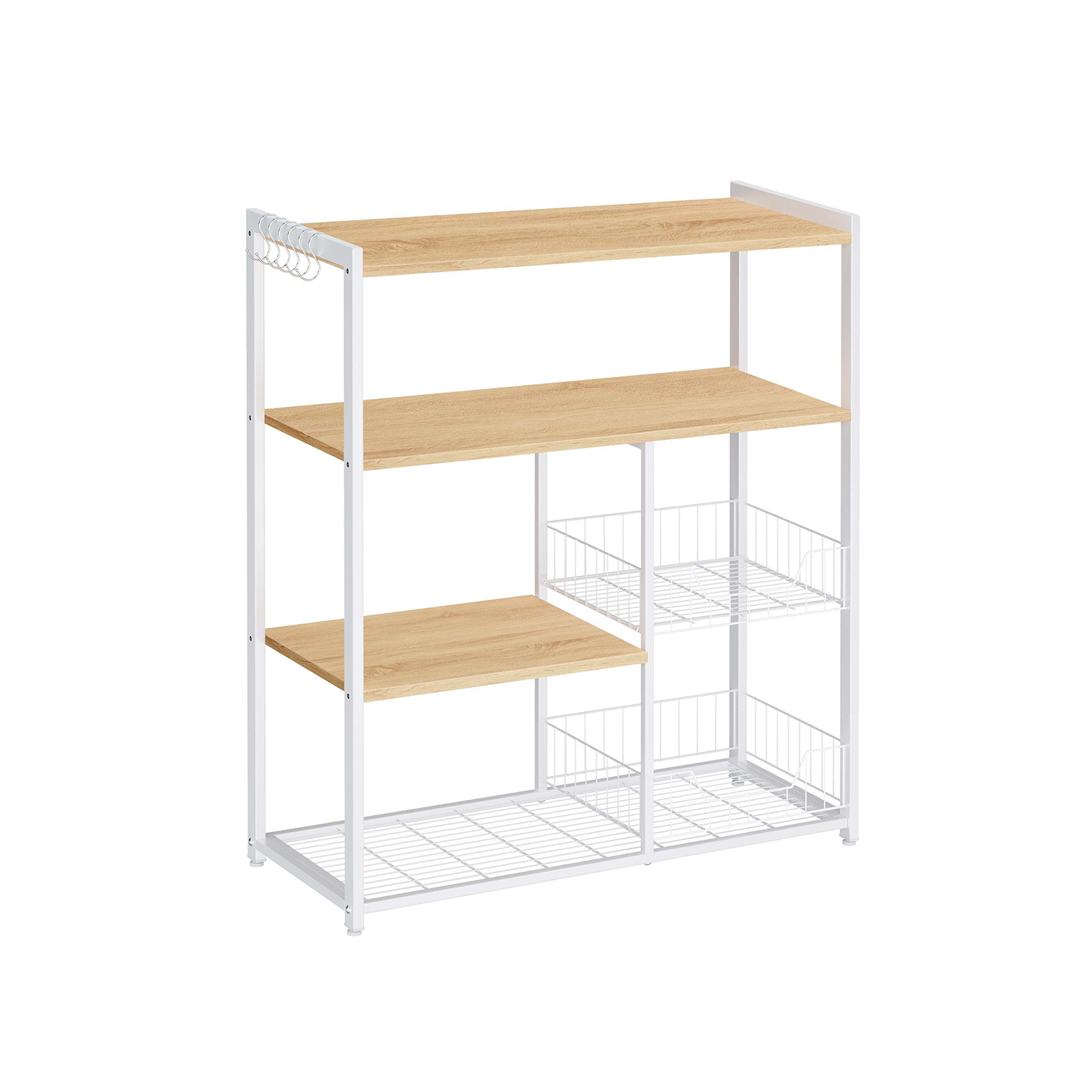 Kitchen Island with 2 Metal Mesh Baskets