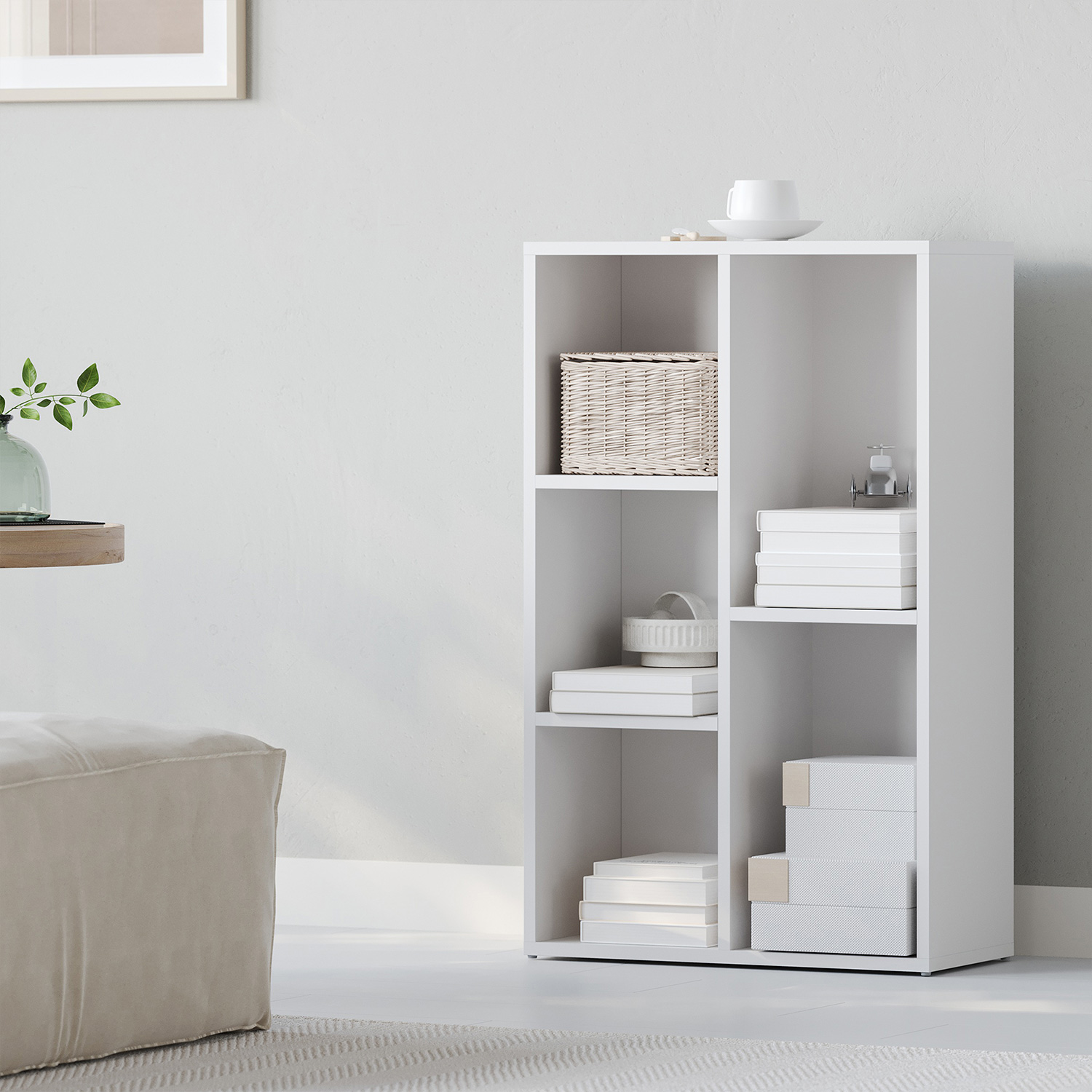 Kids Bookcase - VERRA 5 Compartment Storage Shelf - White