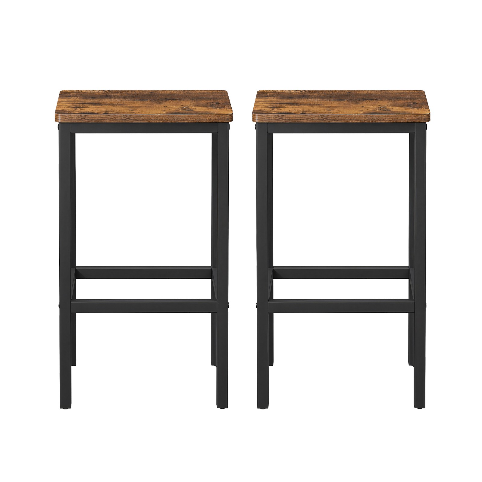 CLXADA Set of 2 Industrial Bar Stools - Rustic Brown and Black