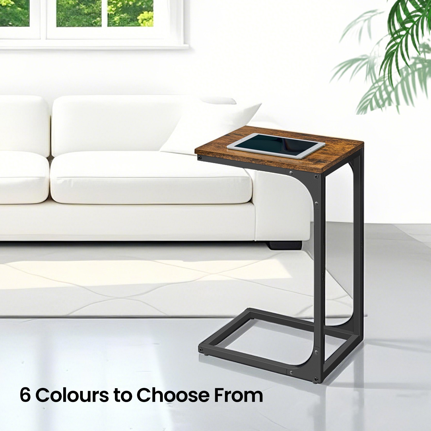Sofa Table - VERRA C-Shaped Metal Frame End Table - Brown