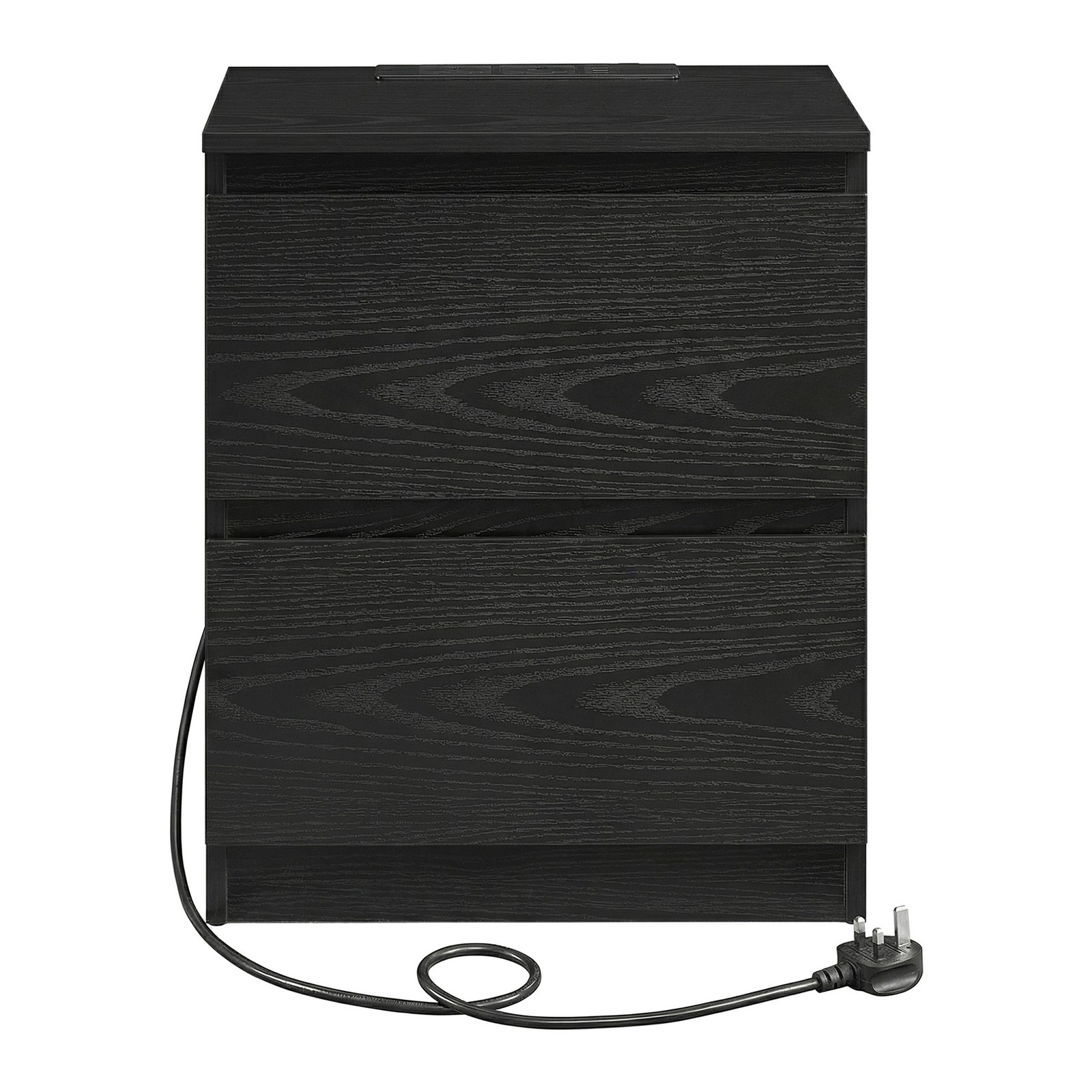 DOCIVI Bedside Table with Charging Station - Black