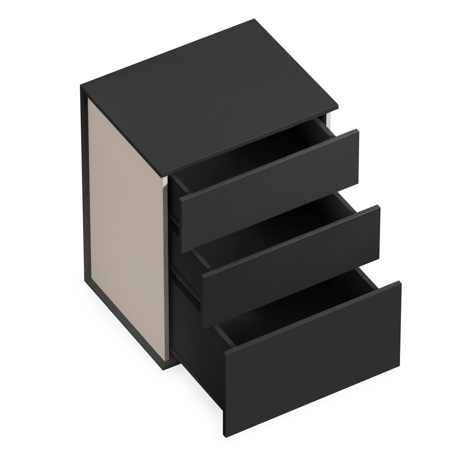 GLOVIN Bedside Table with Drawers - Black