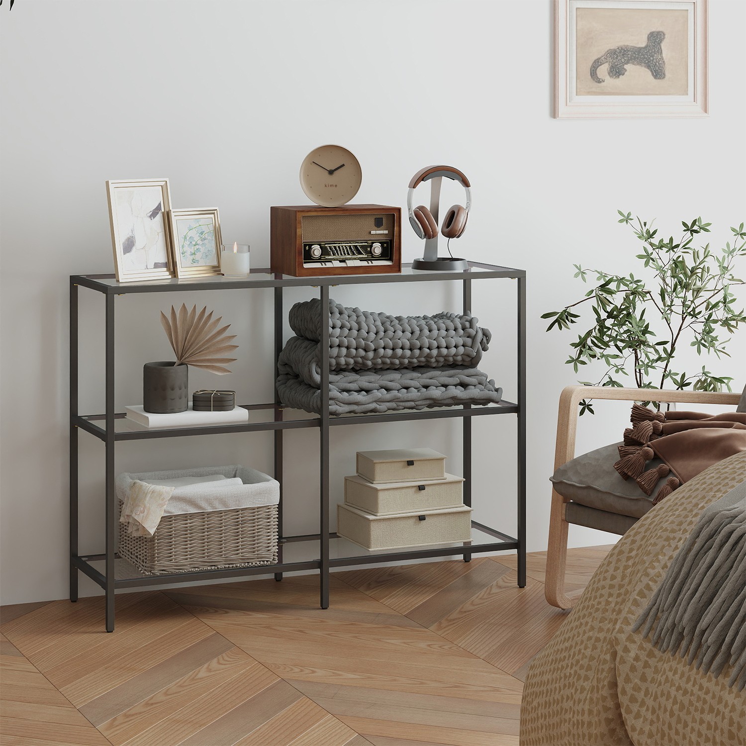 Console Table - VERRA 3 Tier Modern Sofa Table - Black