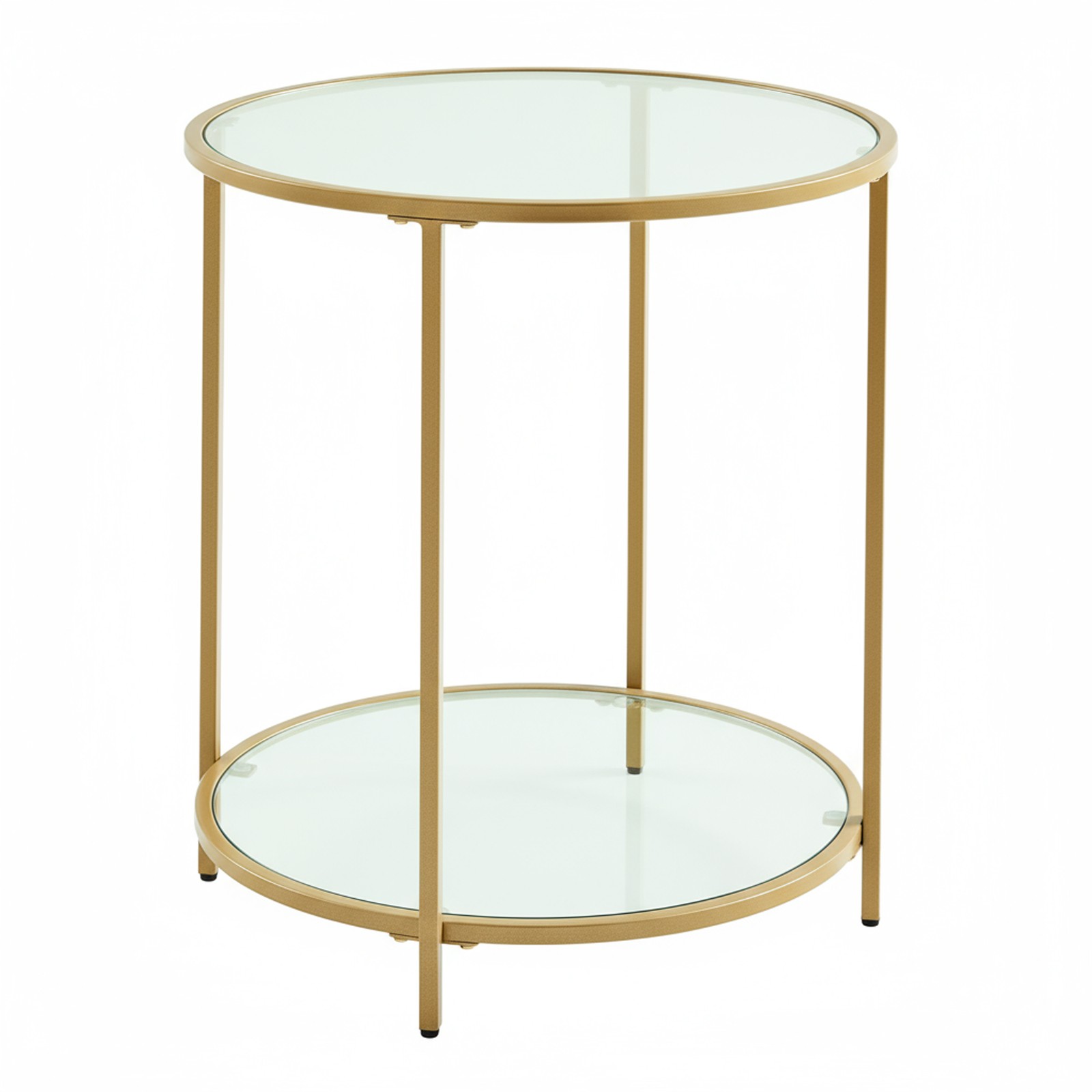 EATACI Round Glass End Table - Gold