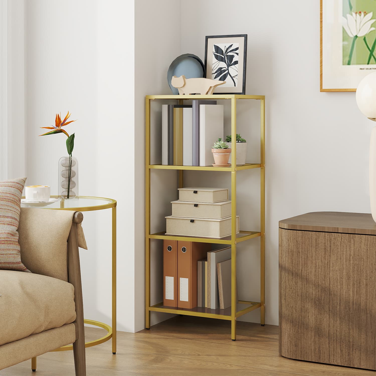 Storage Shelf - VERRA 4 Tier Storage Shelf Organizer - Gold