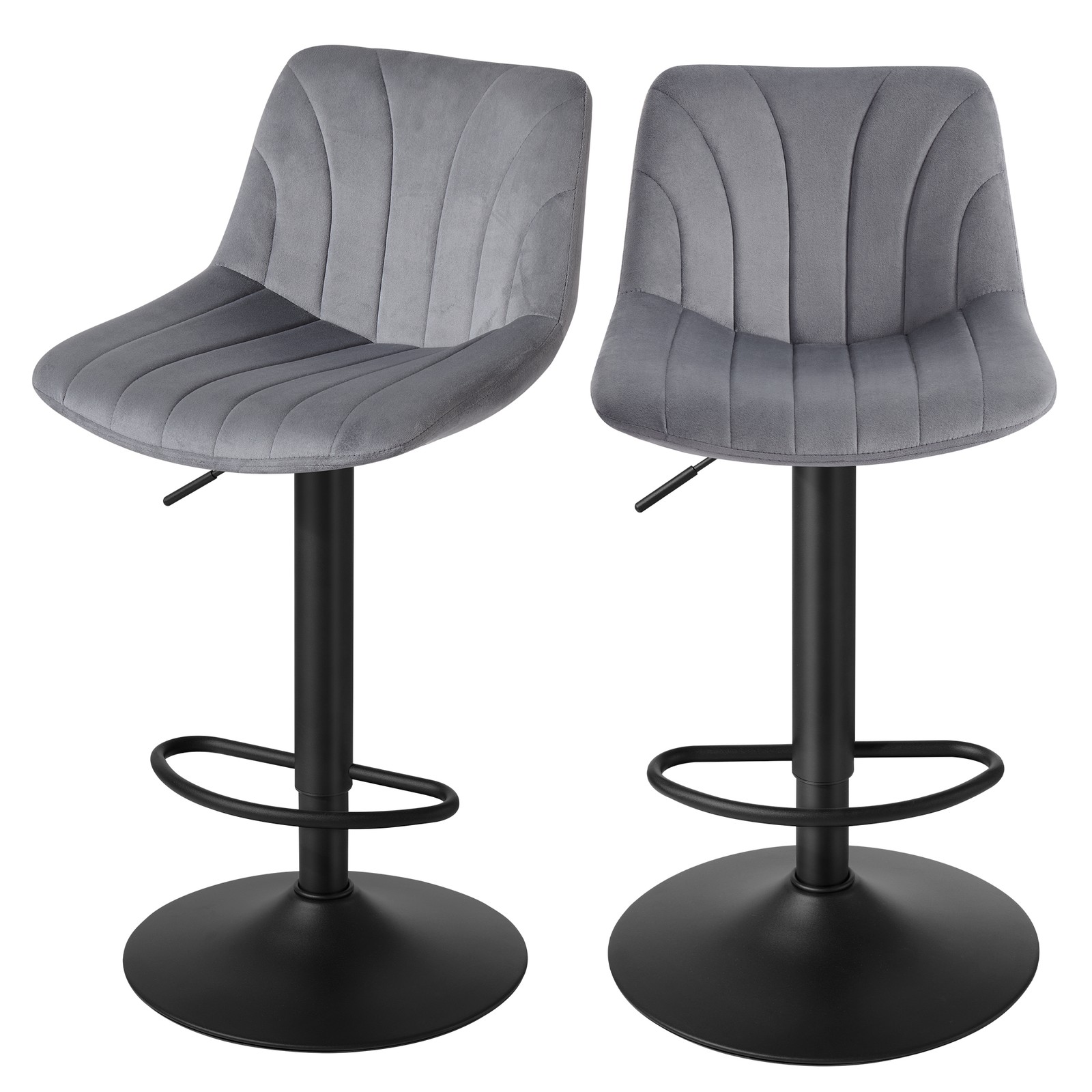 FADEGI Set of 2 Adjustable Bar Stools - Grey