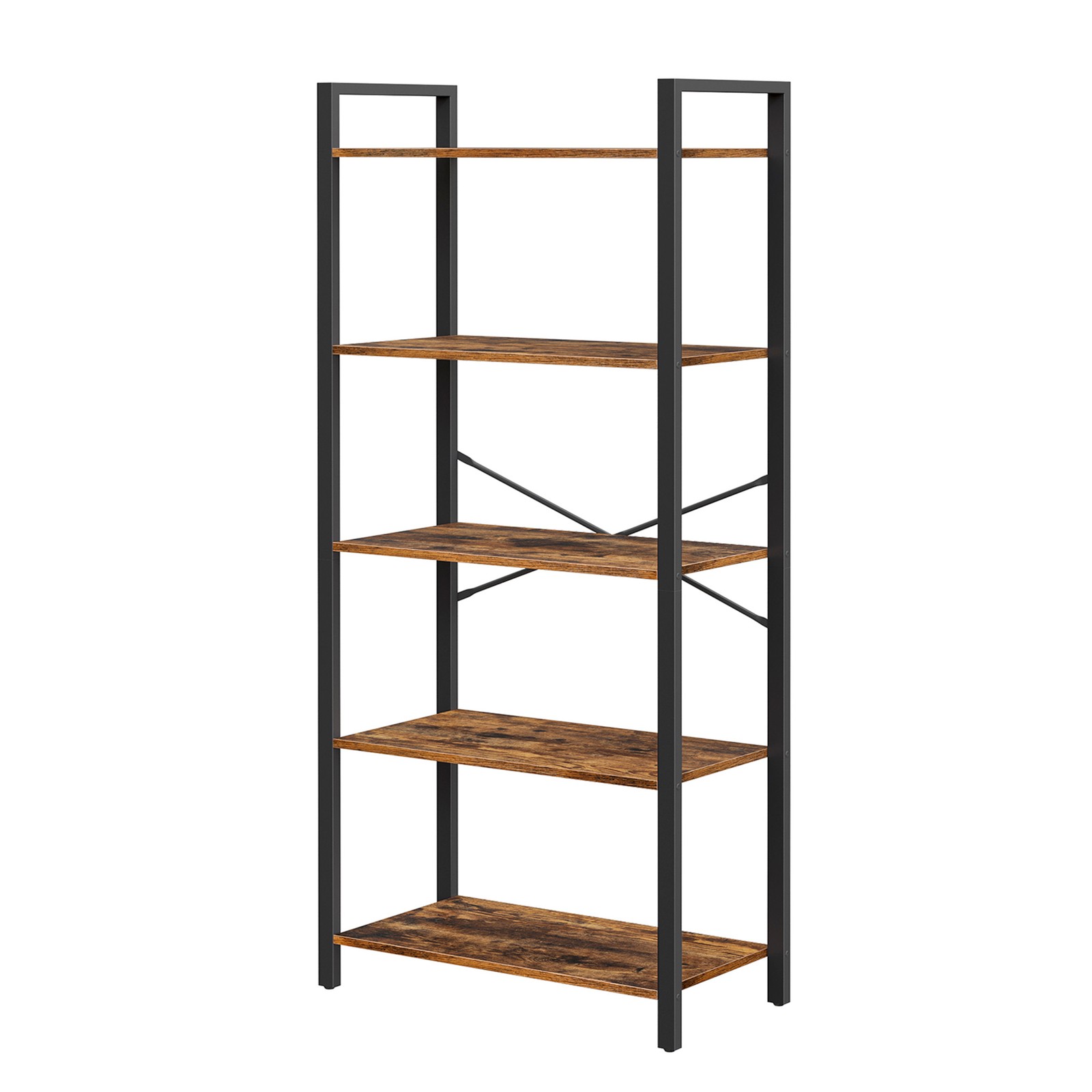 FAVAVO 4 Shelf Industrial Bookcase - Grey and Black