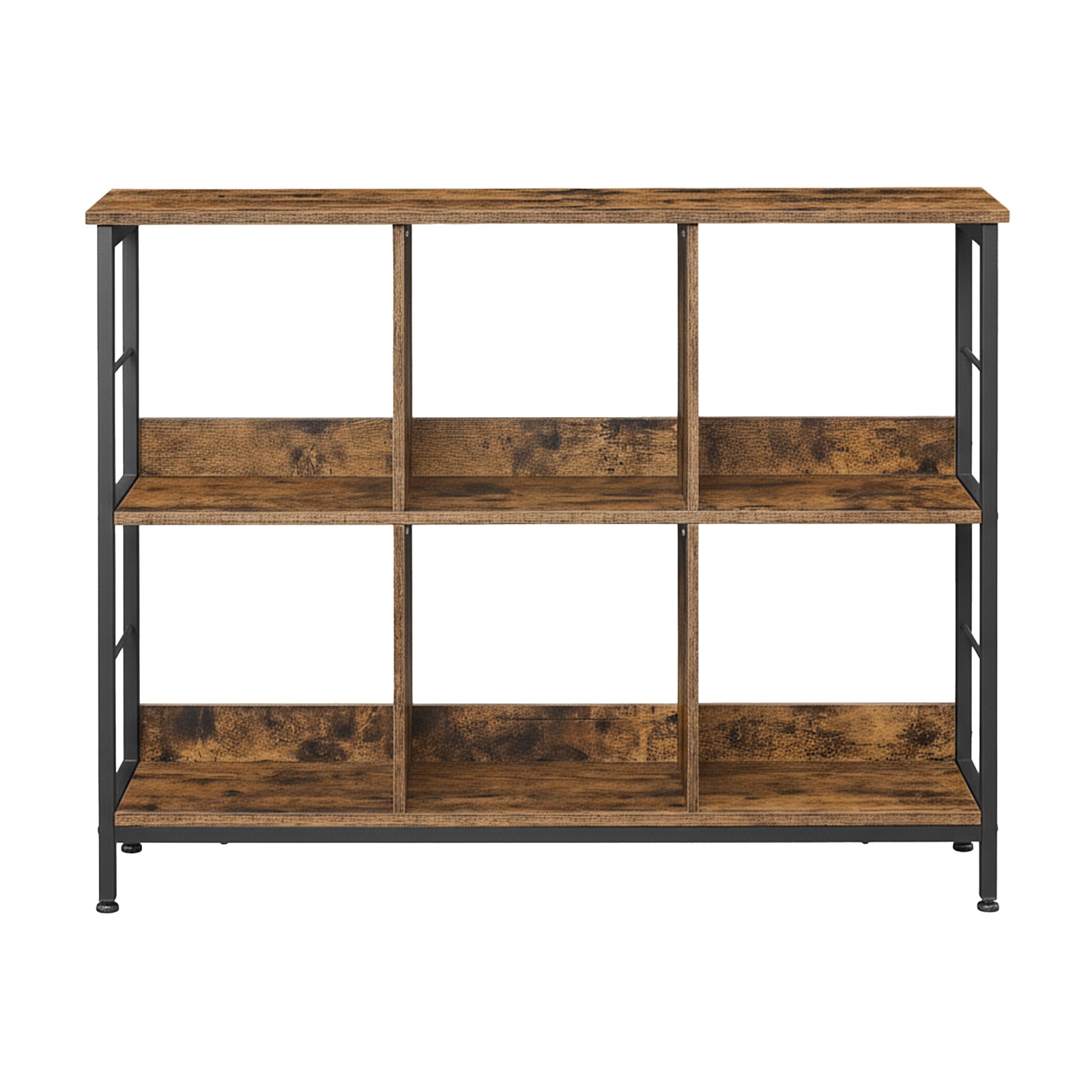 FECUPY 2 Tier Ladder Bookcase - Rustic Brown and Ink Black