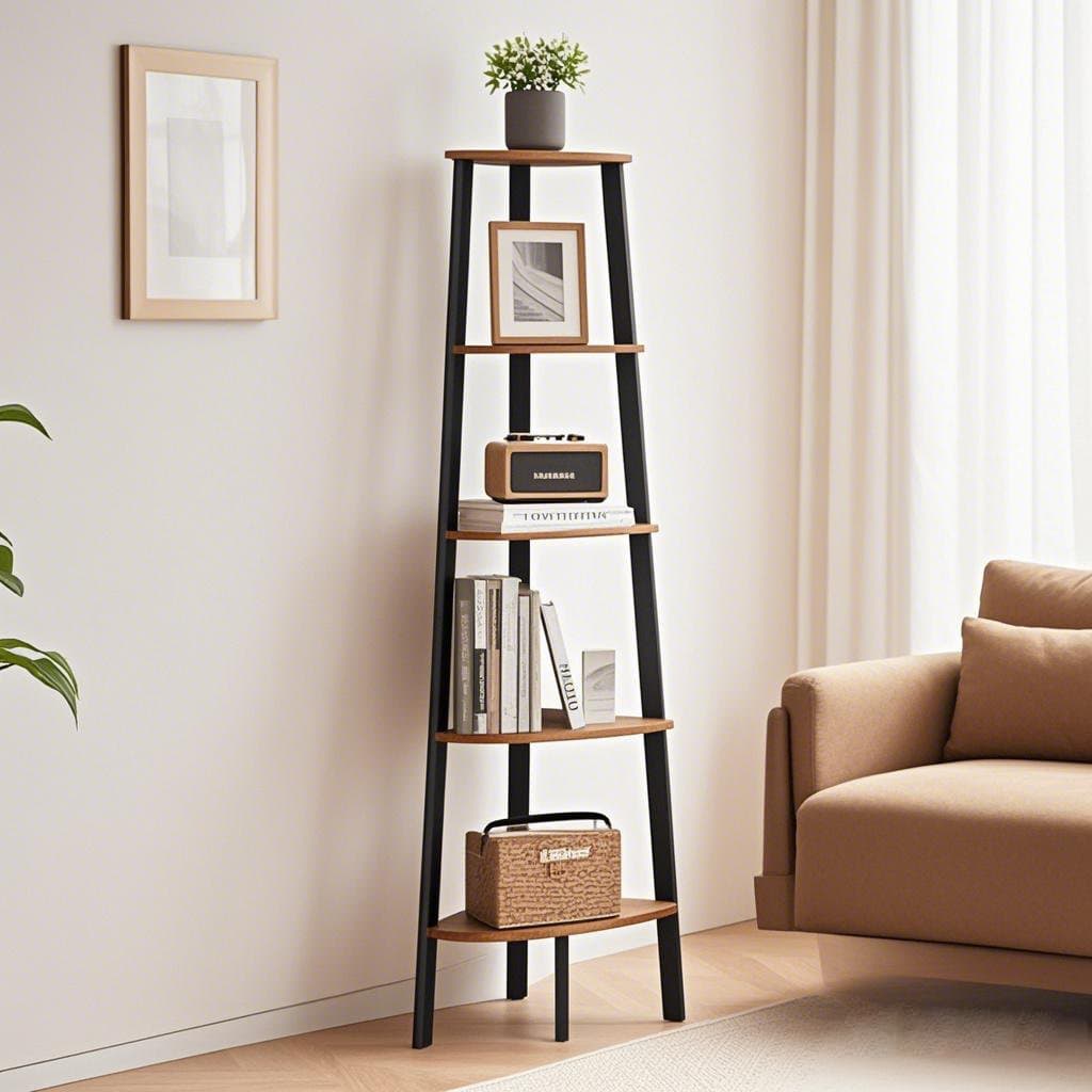 Corner Shelf - VERRA Ladder Shelf Rustic Brown and Black