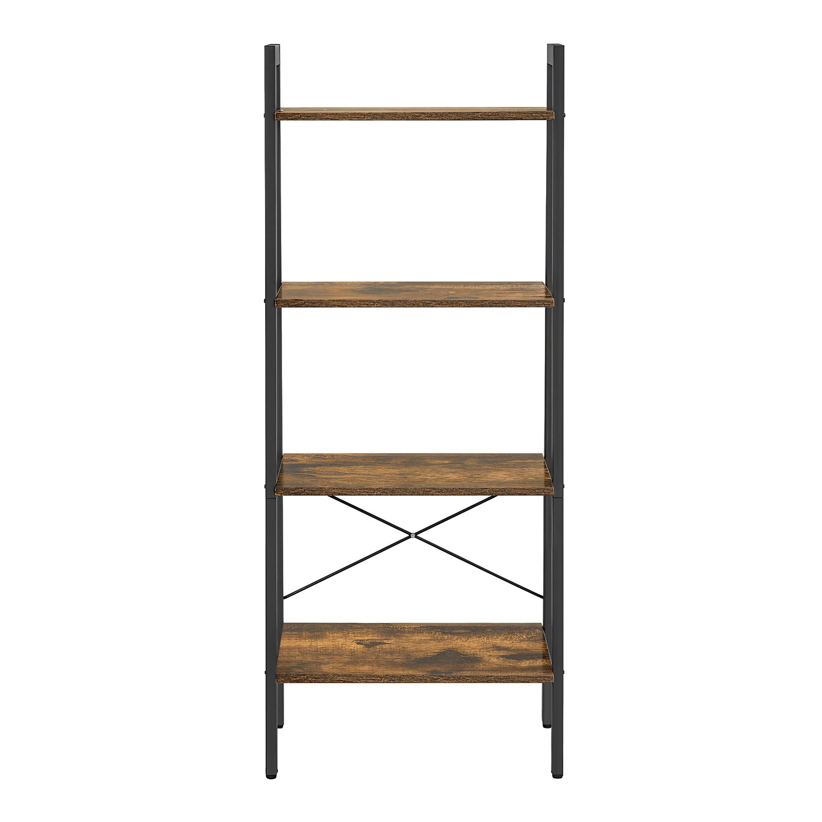 GLFAGI 4 Tier Industrial Bookcase - Brown and Black