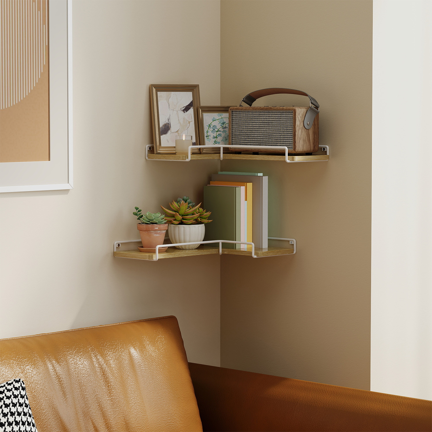 Floating Shelves - VERRA L-Shaped Corner Shelves Set of 2 - Yellow