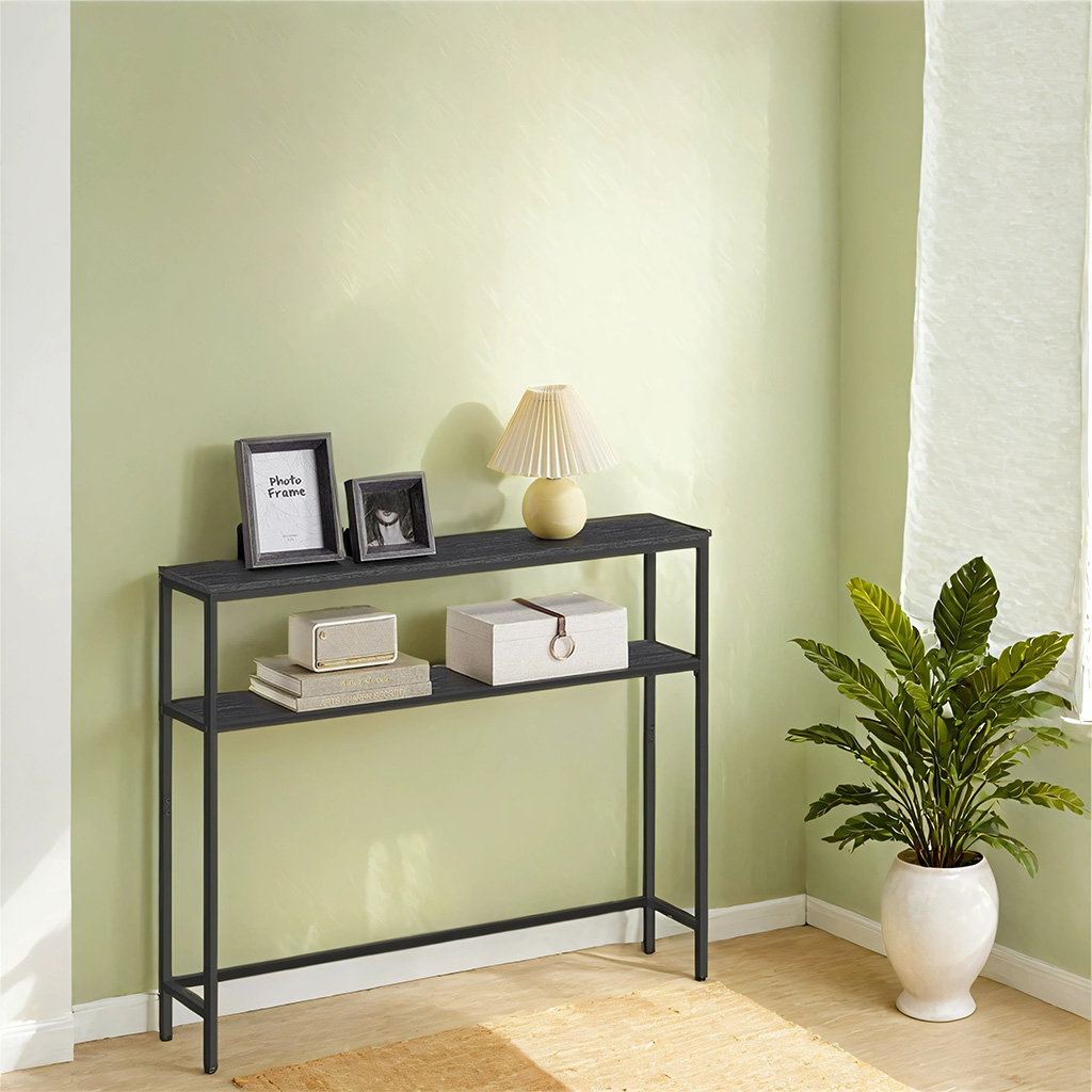 Console Table - VERRA 2 Tier Sofa Table 20 x 100 x 80 cm - Black