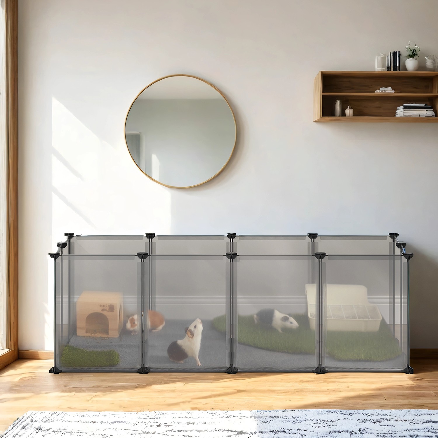 Pet Playpen - VERRA Modular Indoor Fence with Floor - Grey