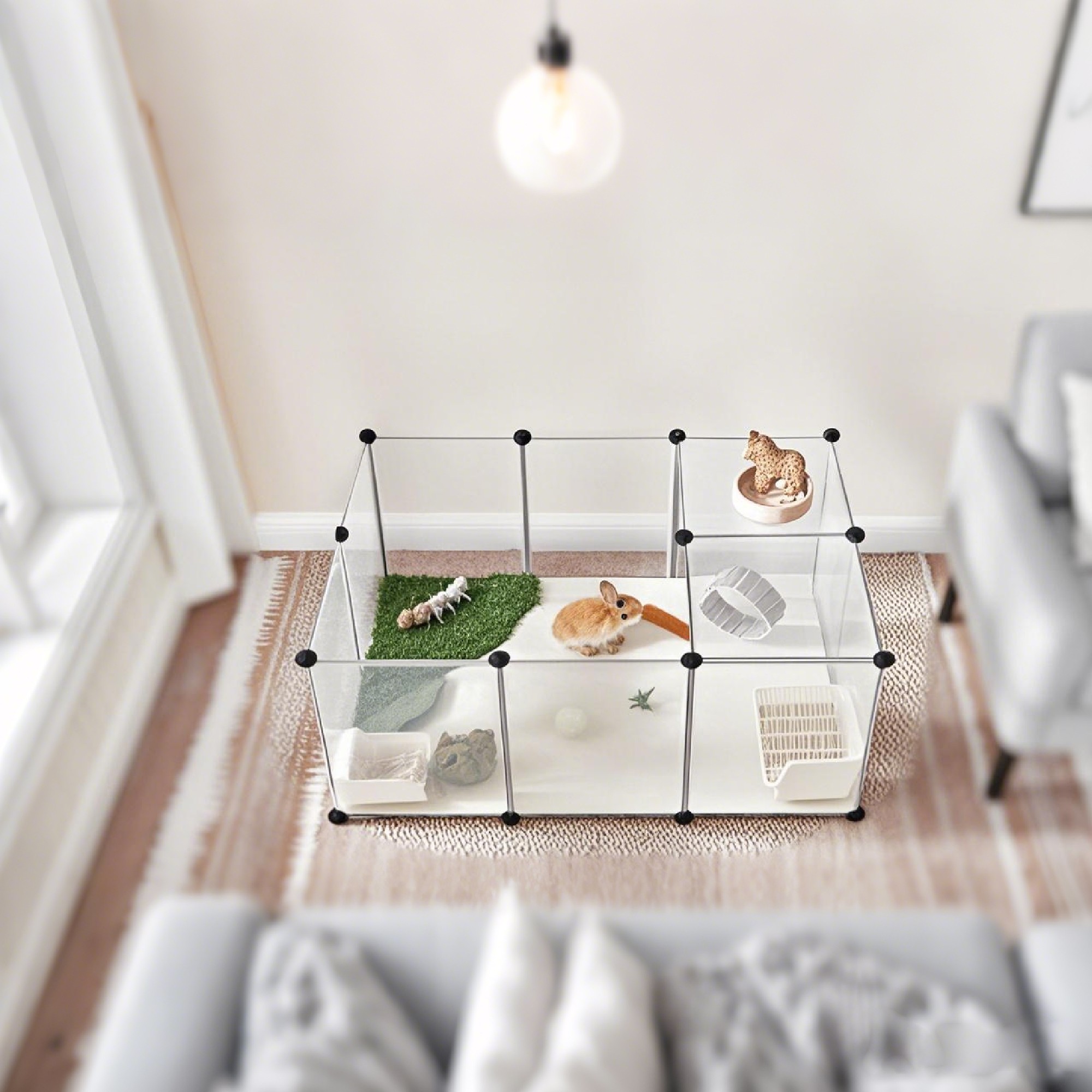 Pet Playpen - VERRA Modular Indoor Fence with Floor - White