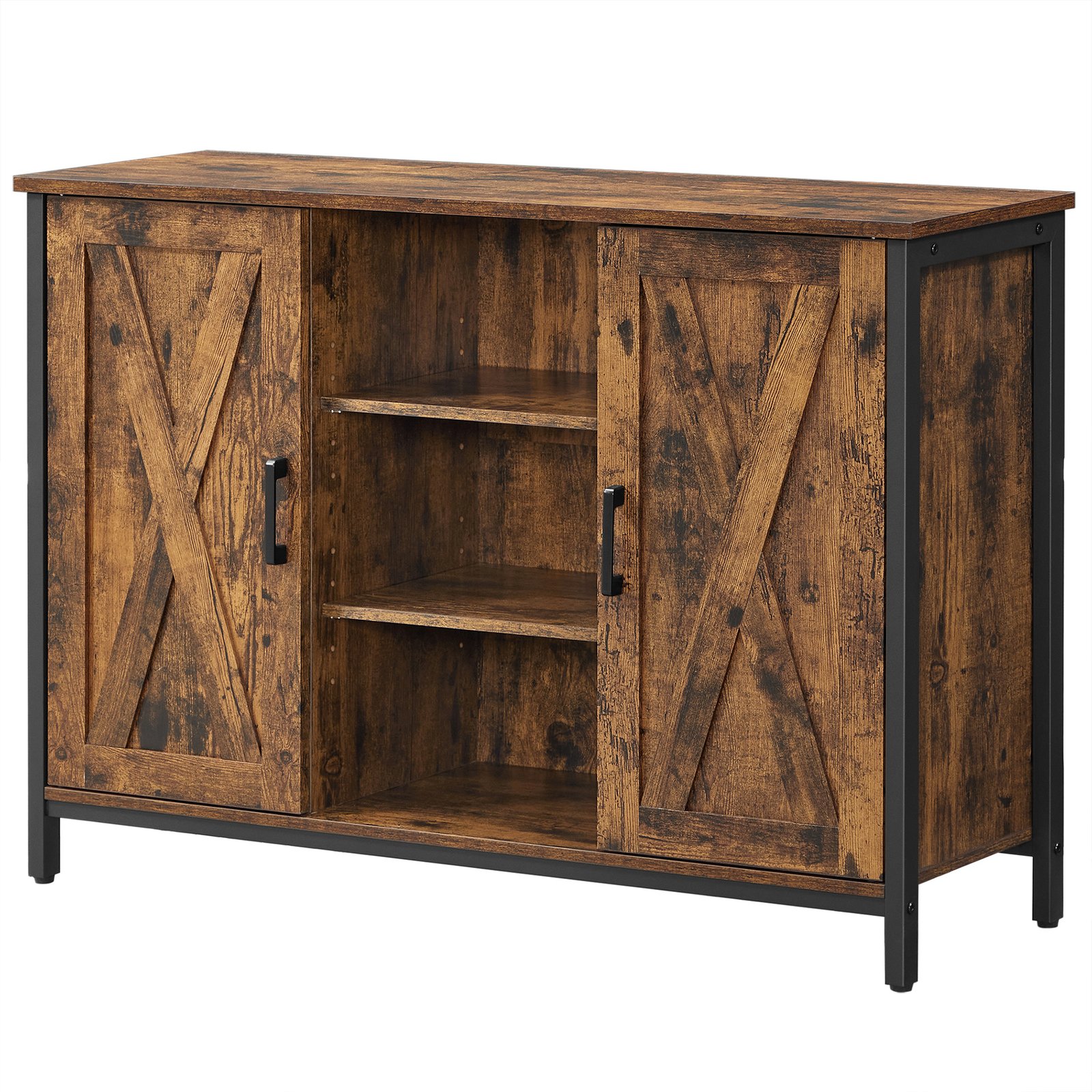 MARLEDOWN Sideboard with Storage Cabinet, Cupboard and Shelves - Brown