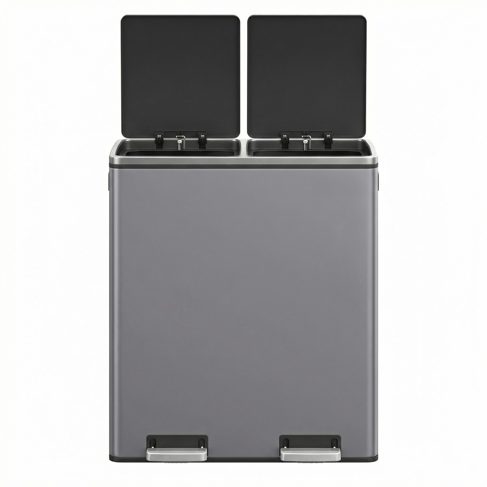 HESUTE Dual Compartment Rubbish Bin 60L - Slate Grey