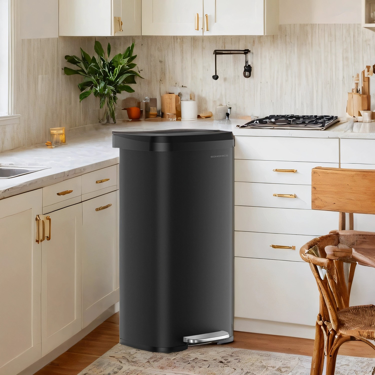 Kitchen Bin - VERRA 68L Metal Pedal Bin with Lid - Black