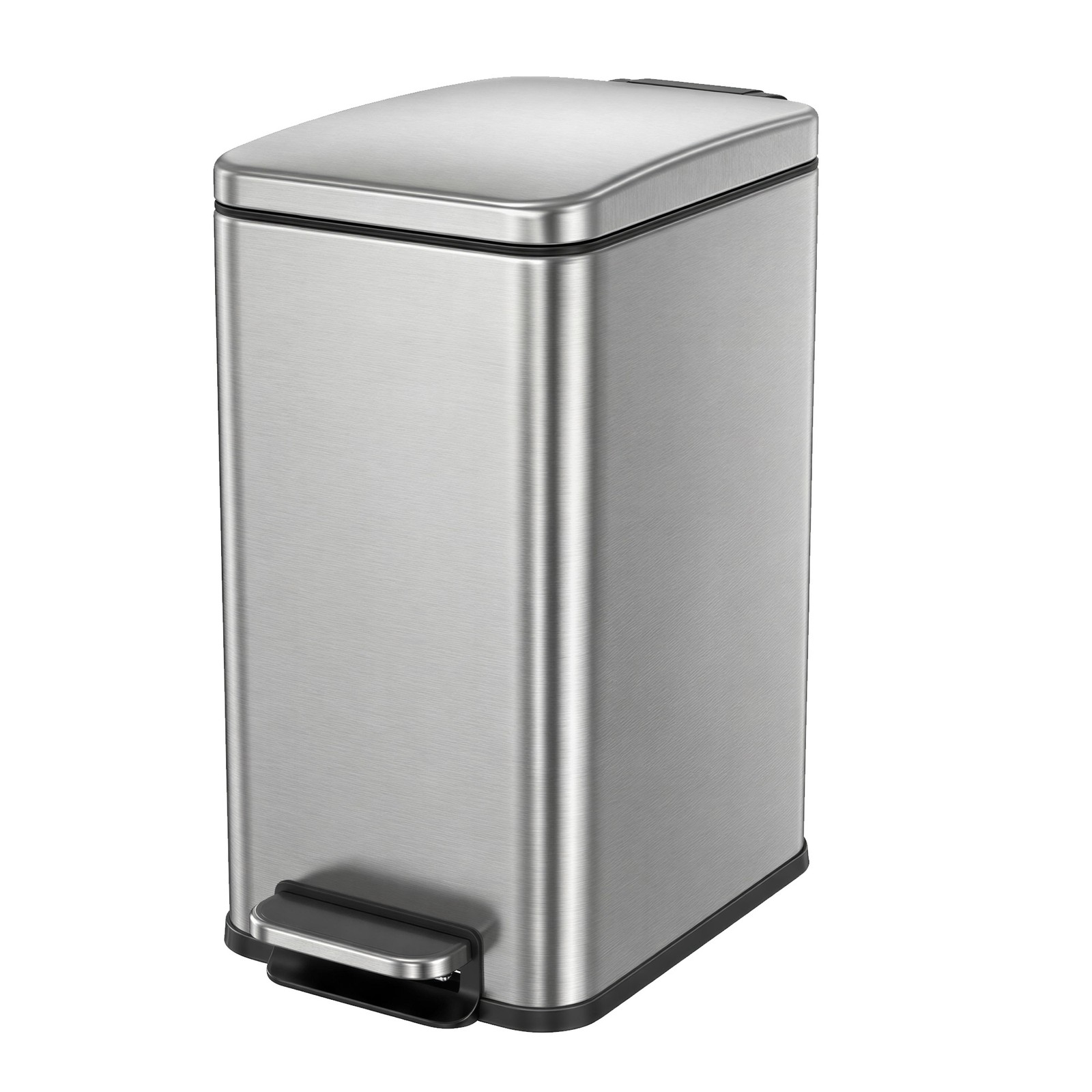 HILESO Soft Close Bathroom Pedal Bin - Silver